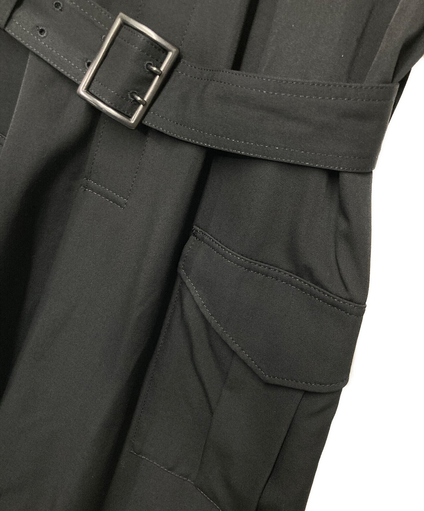 [Pre-owned] JUNYA WATANABE COMME des GARCONS Ruffle Military Design Wool Dress Long Dress with Belt Archived AD2006 JR-O024