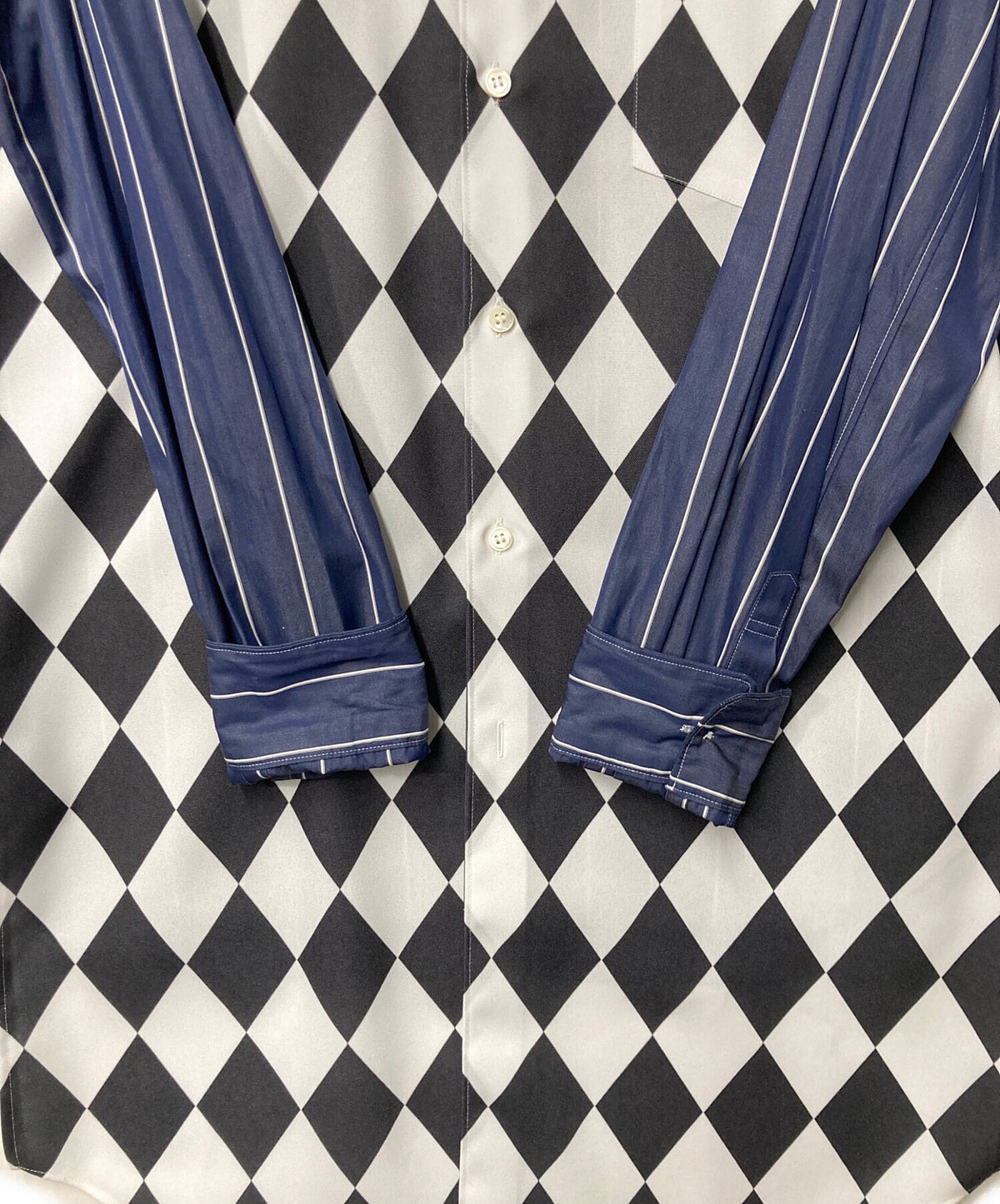 [Pre-owned] COMME des GARCONS HOMME PLUS Striped layered long shirt round cut PF-B015 PF-B015
