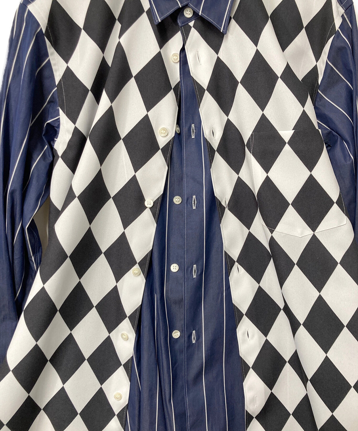 [Pre-owned] COMME des GARCONS HOMME PLUS Striped layered long shirt round cut PF-B015 PF-B015