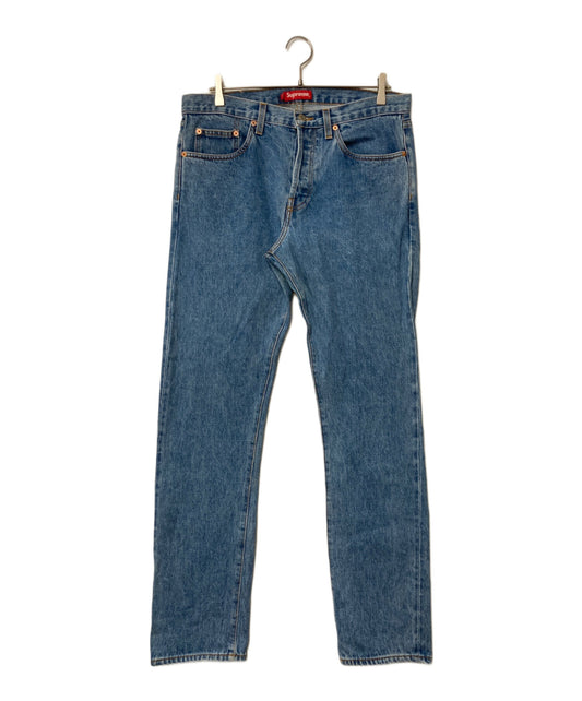 [Pre-owned] SUPREME Slim-Fit Denim Pants, Made in the USA, Button Fly, Selvedge Denim, Logo Patch