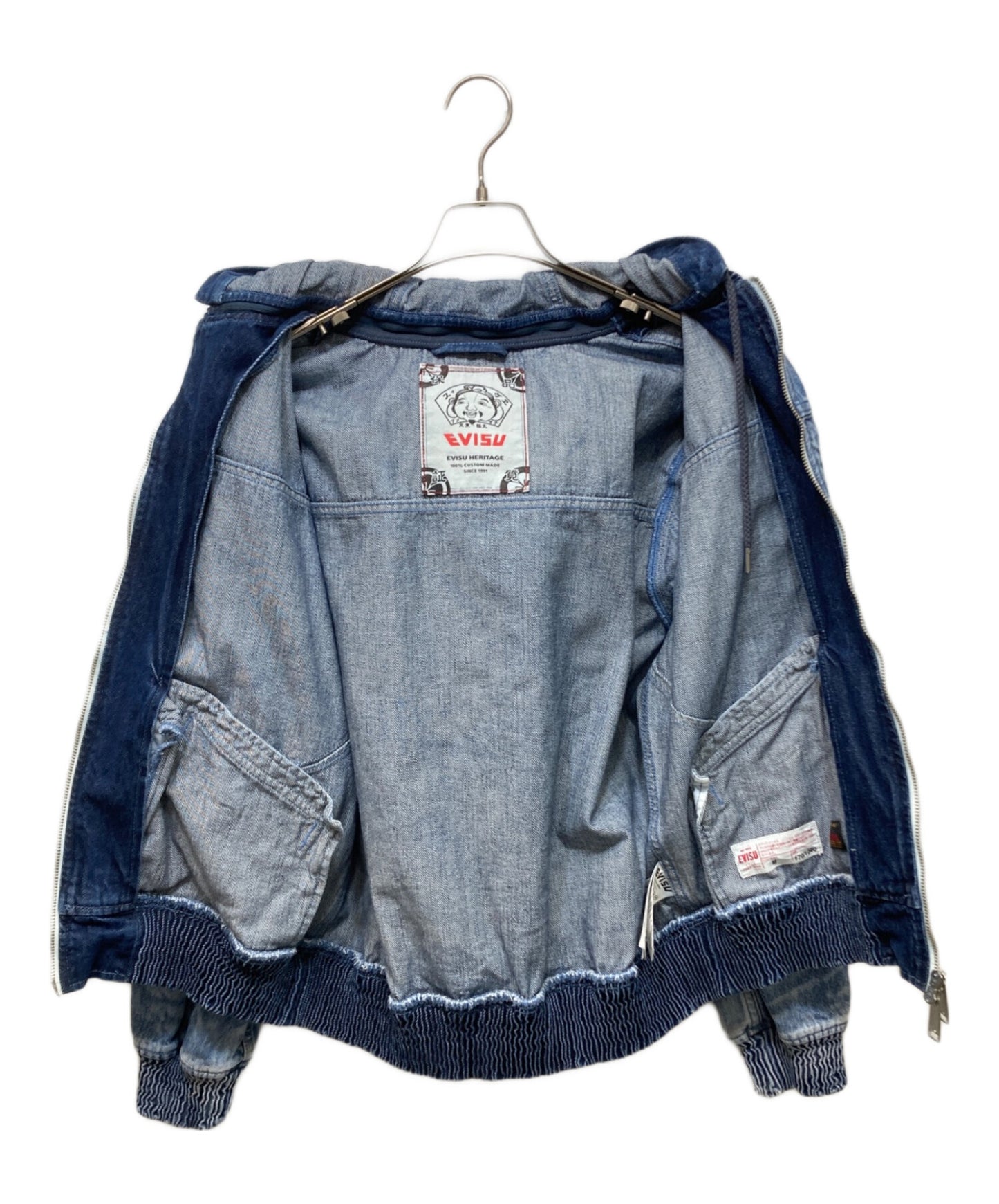 [Pre-owned] EVISU Fisherman's Buddha Head Laser Printed Loose Fit Hooded Denim Jacket 2ESHTM5DJ1034LFDN