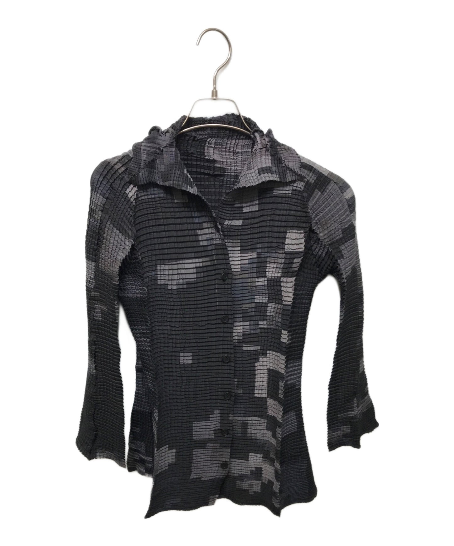 [Pre-owned] ISSEY MIYAKE Stretch Pleats Box Dot Graphic Shirt IM11FJ213