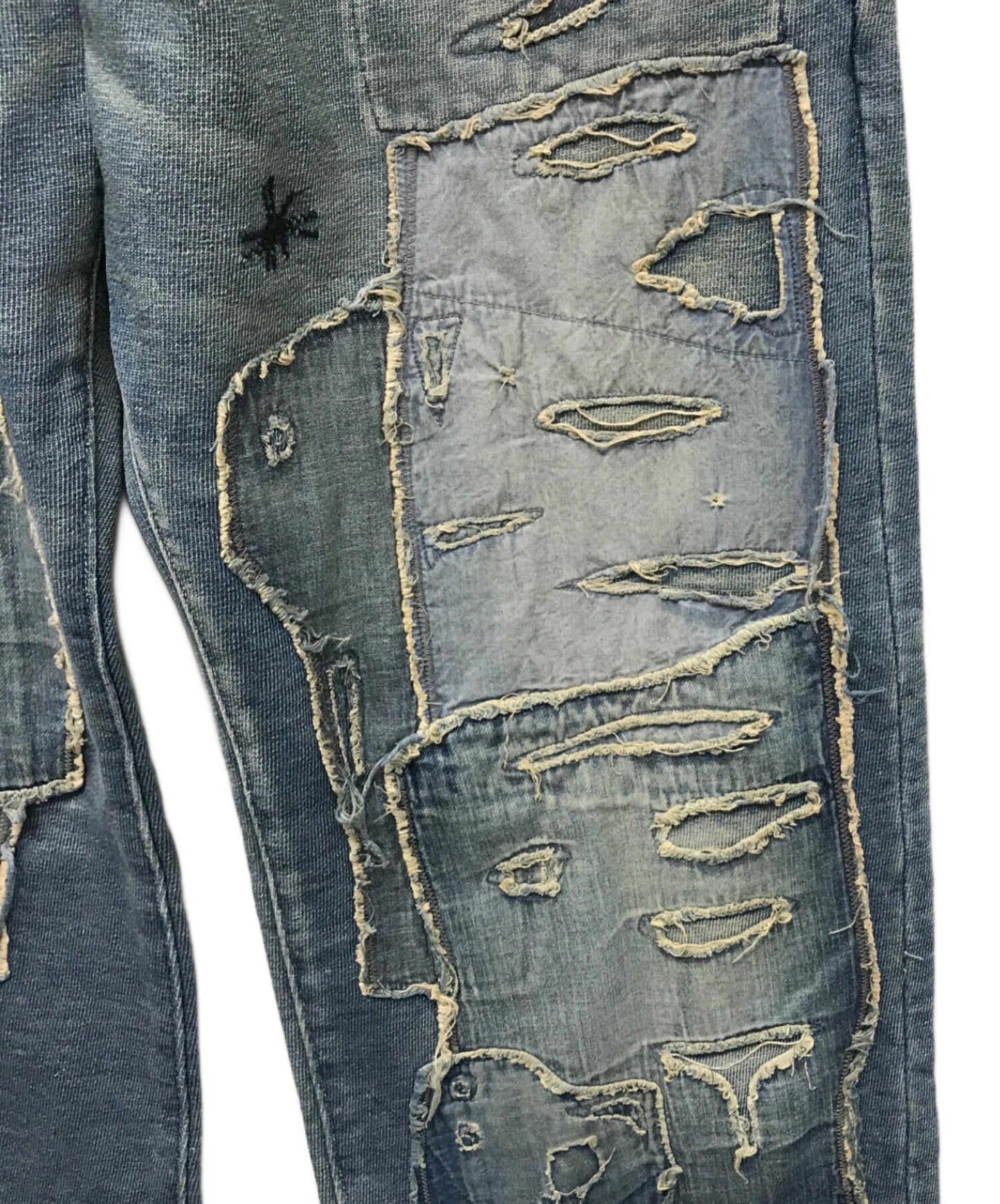 [Pre-owned] KAPITAL Ragged-finished patchwork sweatshirt denim pants