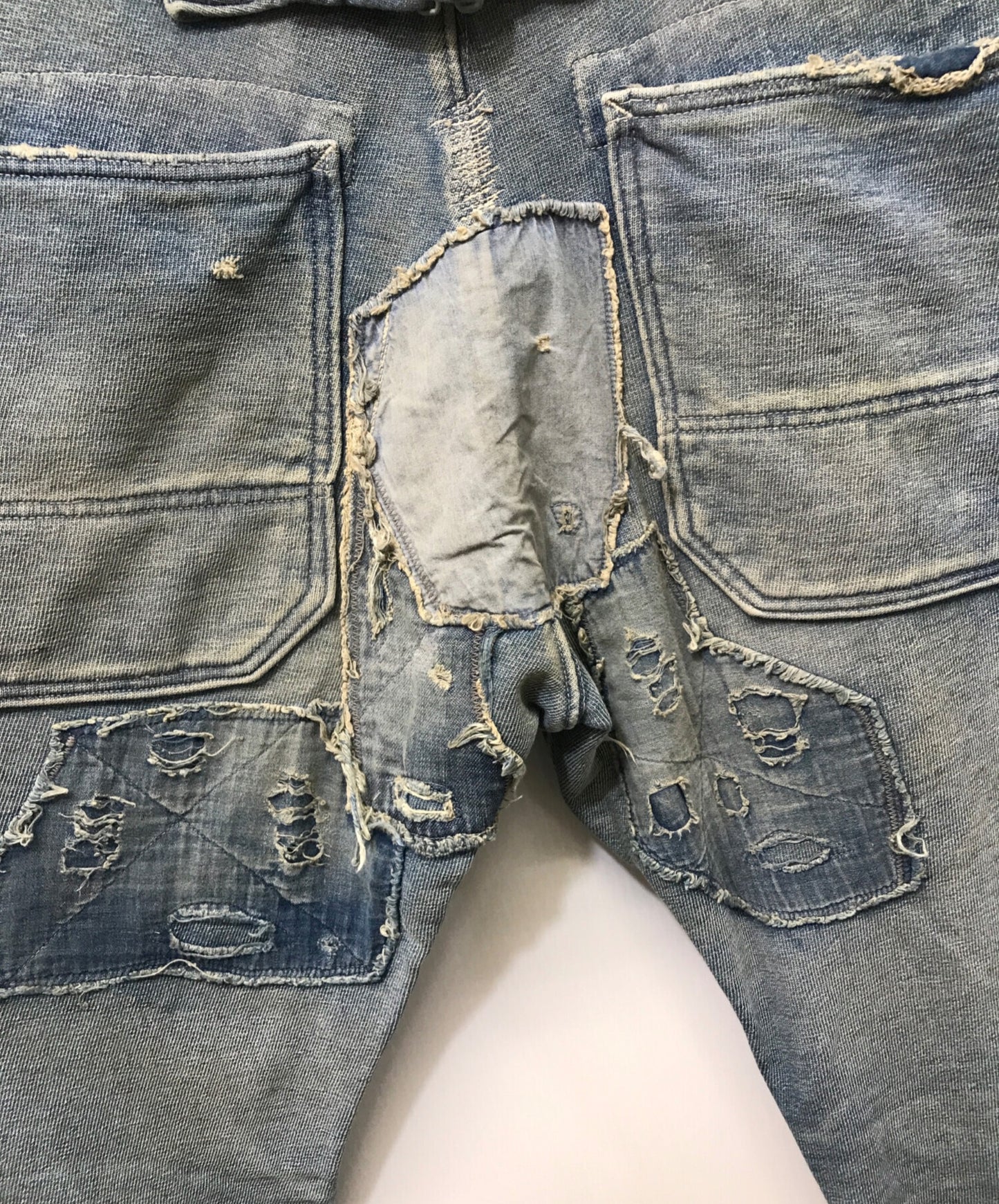 [Pre-owned] KAPITAL Ragged-finished patchwork sweatshirt denim pants