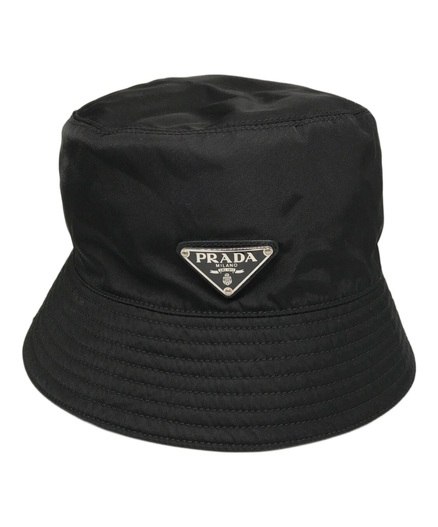 [Pre-owned] PRADA Triangle Logo Nylon Bucket Hat 1HC137