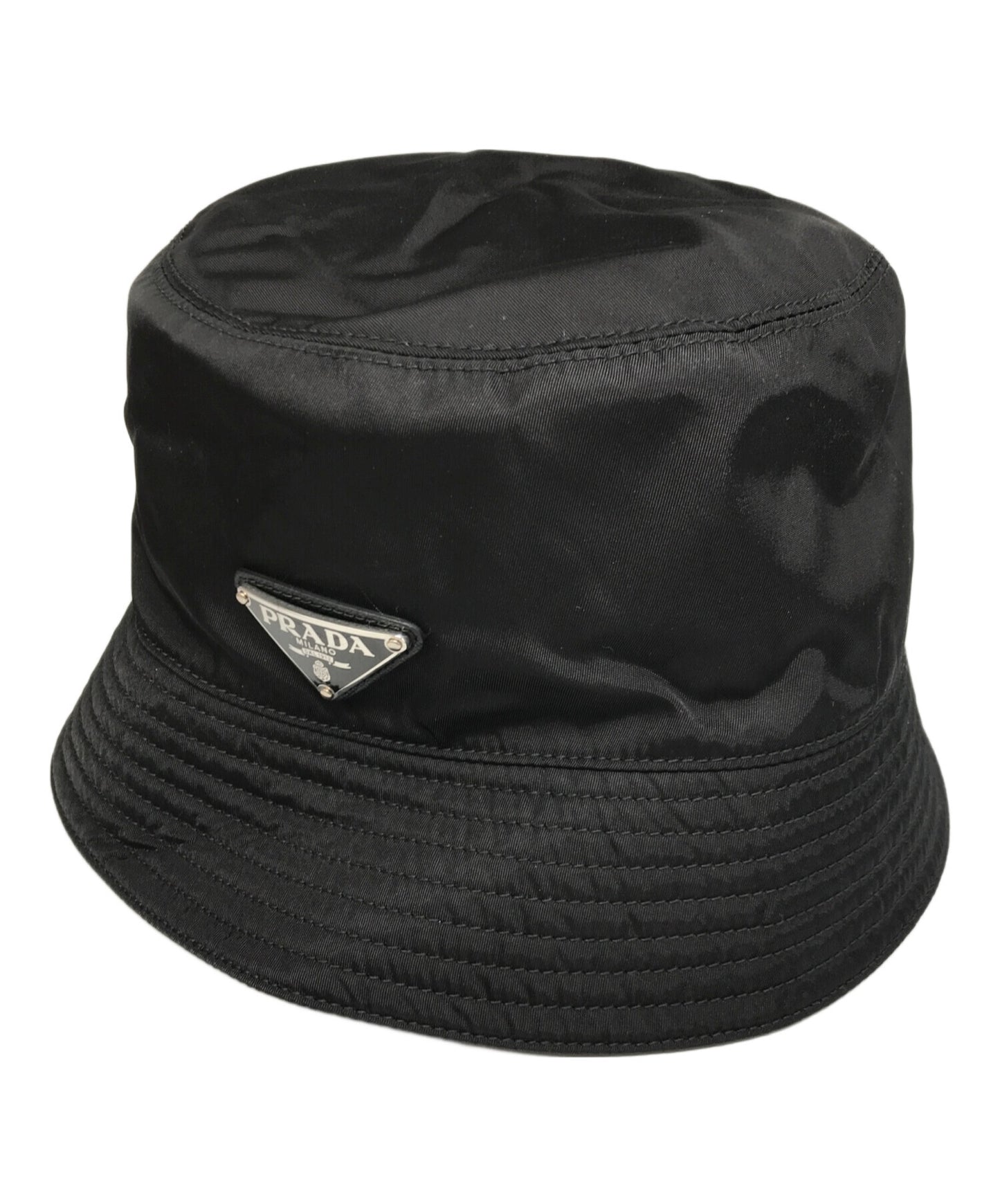 [Pre-owned] PRADA Triangle Logo Nylon Bucket Hat 1HC137
