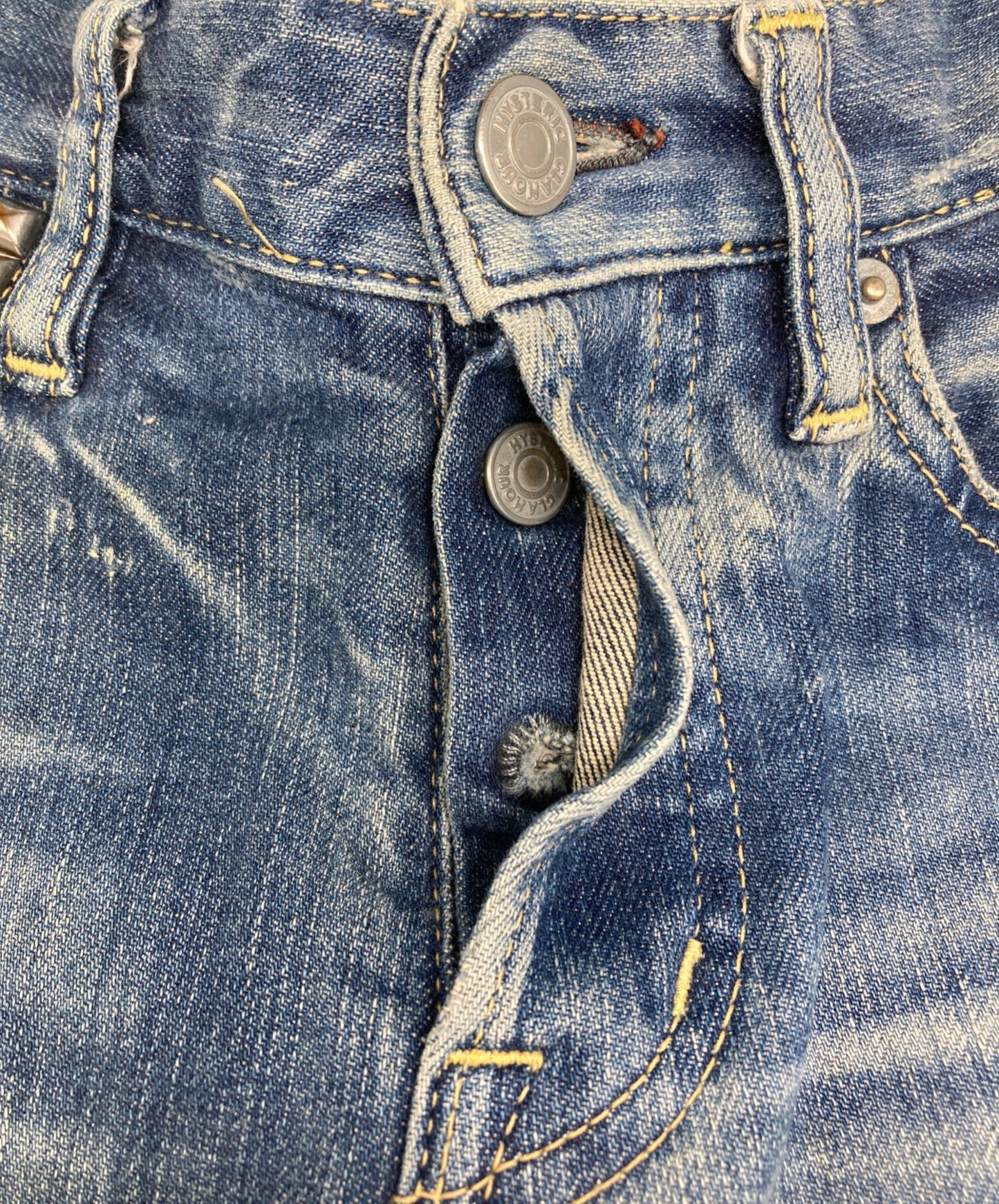 [Pre-owned] Hysteric Glamour SP processed studded stretch denim pants 0242AP08