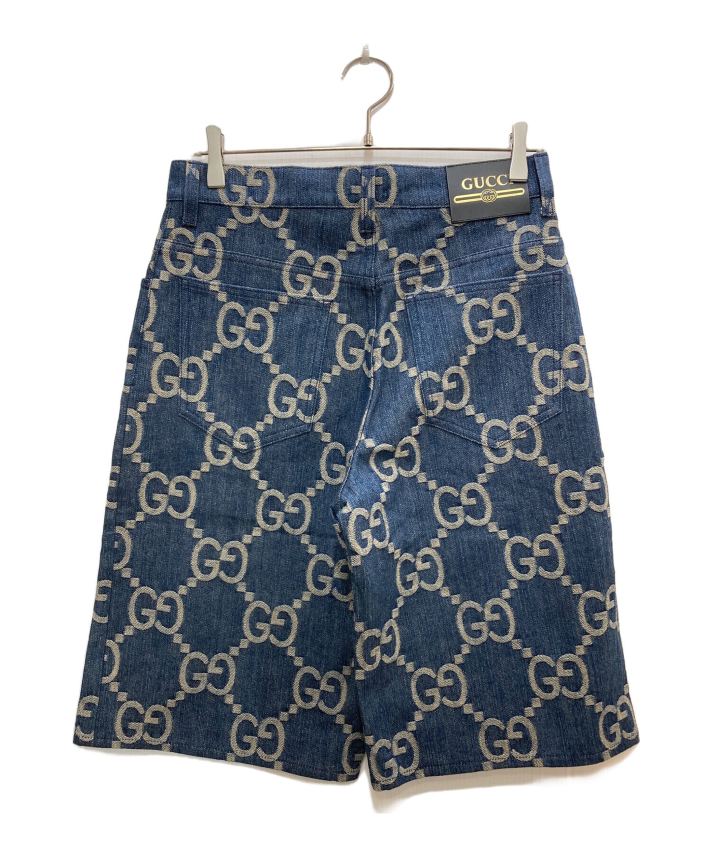 [Pre-owned] GUCCI Pineapple jumbo GG all over denim half pants 674371 XDBTY