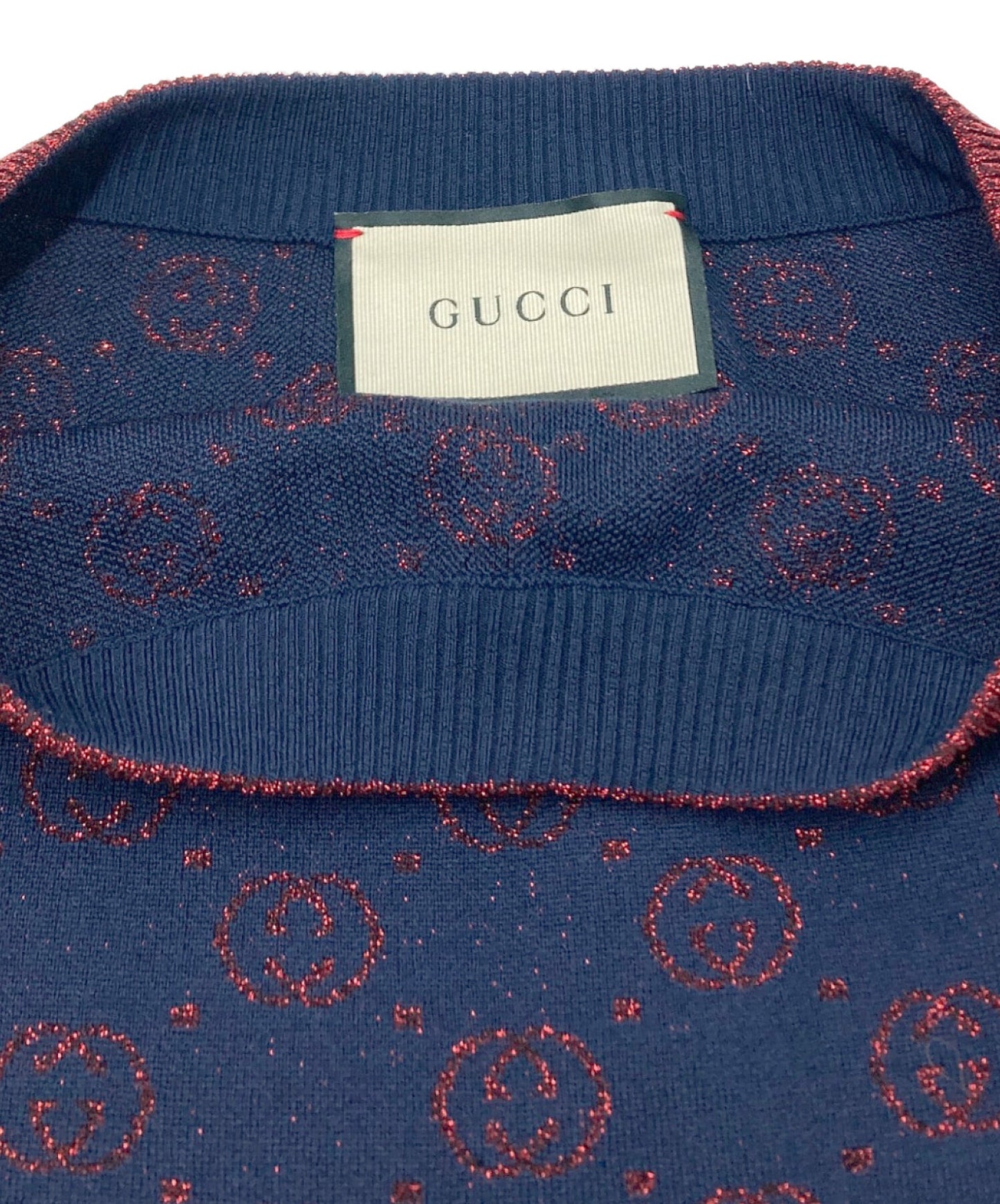 [Pre-owned] GUCCI Interlocking G lamé knit long skirt 605923 XKAHT
