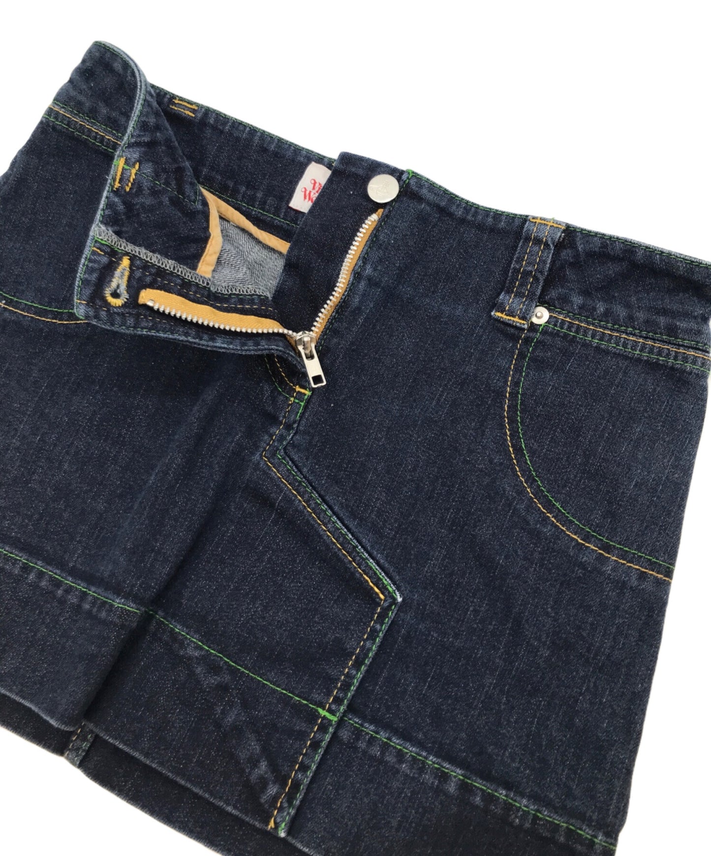 [Pre-owned] Vivienne Westwood Orb Embroidered Denim Skirt