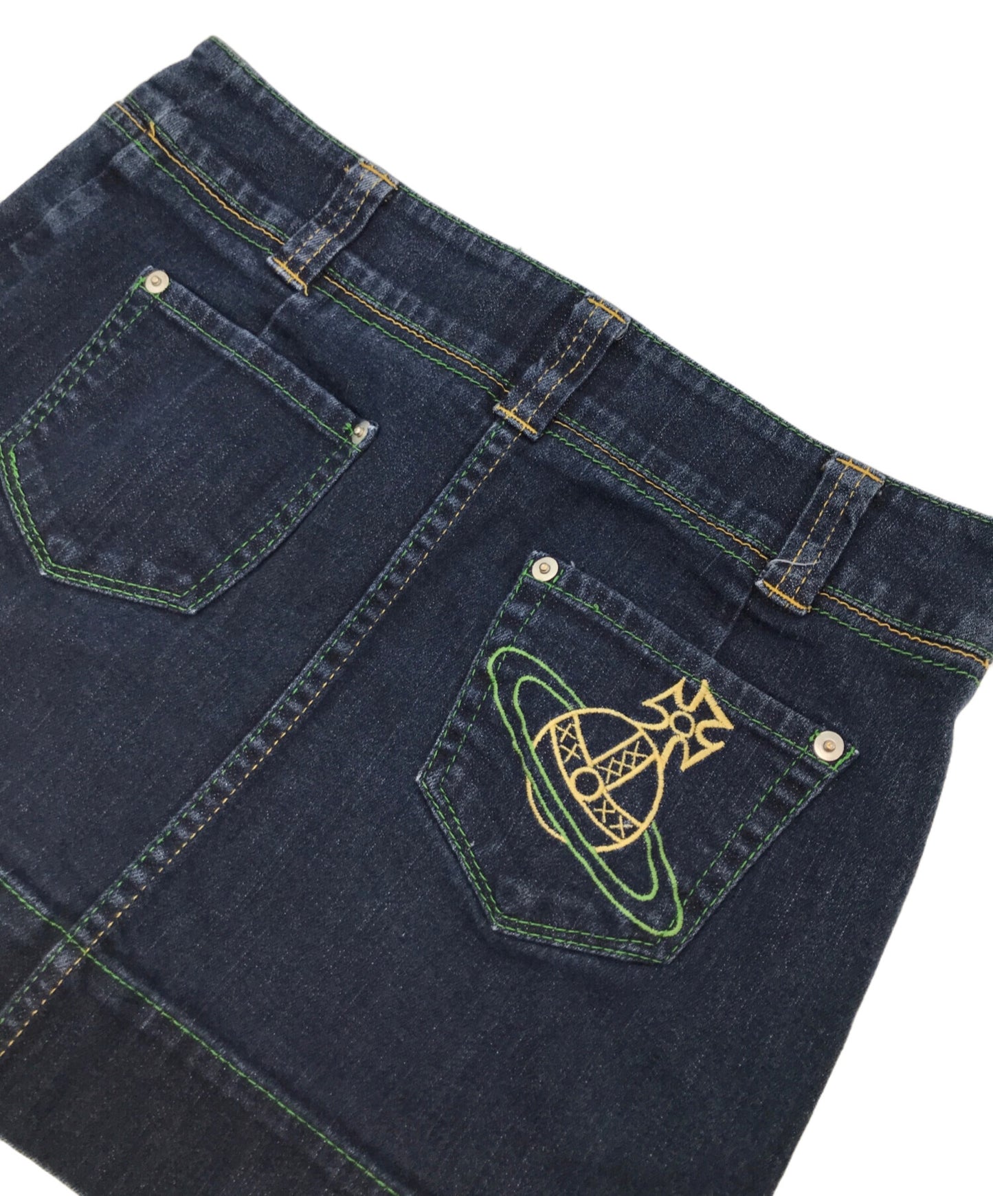 [Pre-owned] Vivienne Westwood Orb Embroidered Denim Skirt