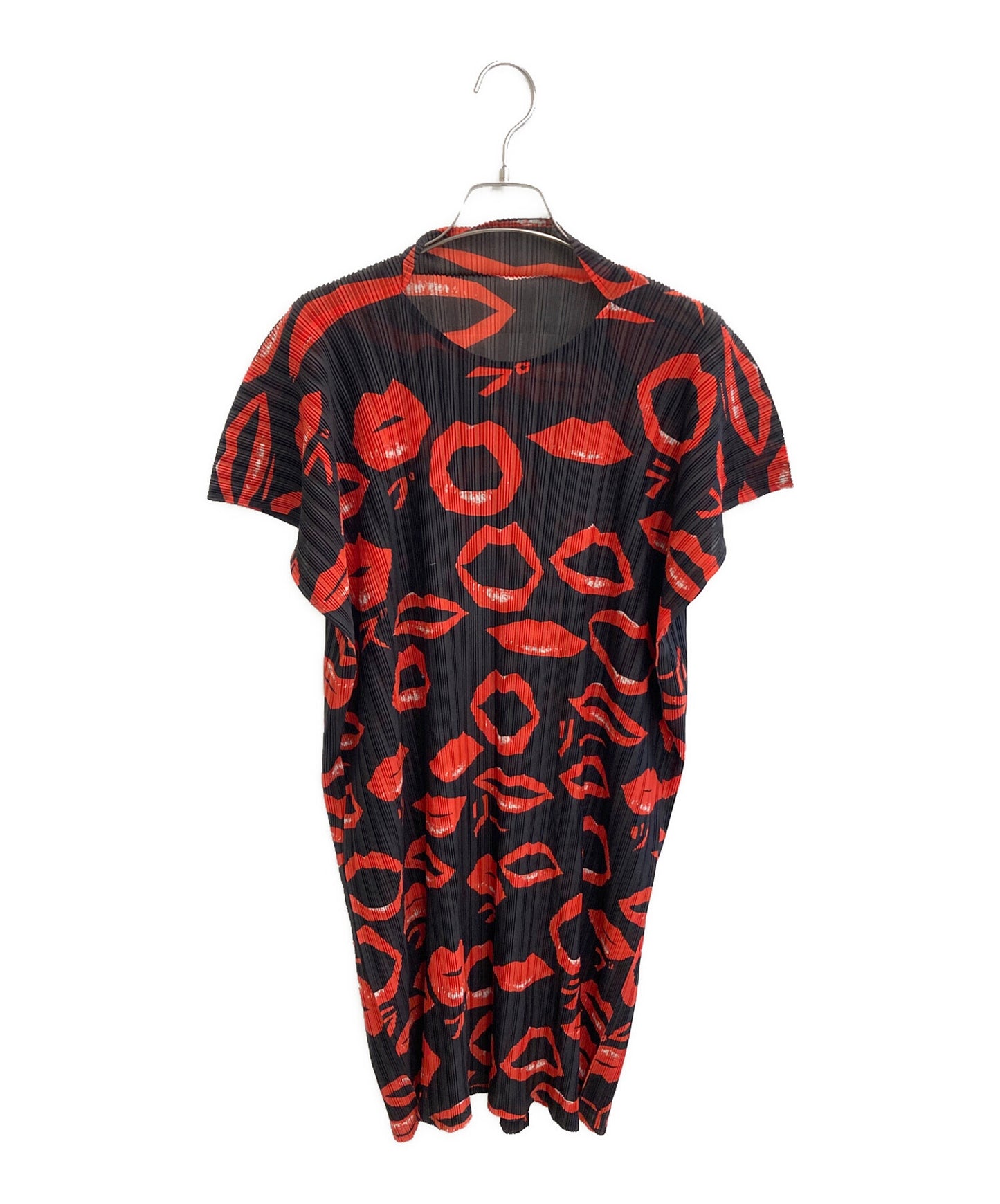 [Pre-owned] PLEATS PLEASE Lip print pleated dress PP53-FH373