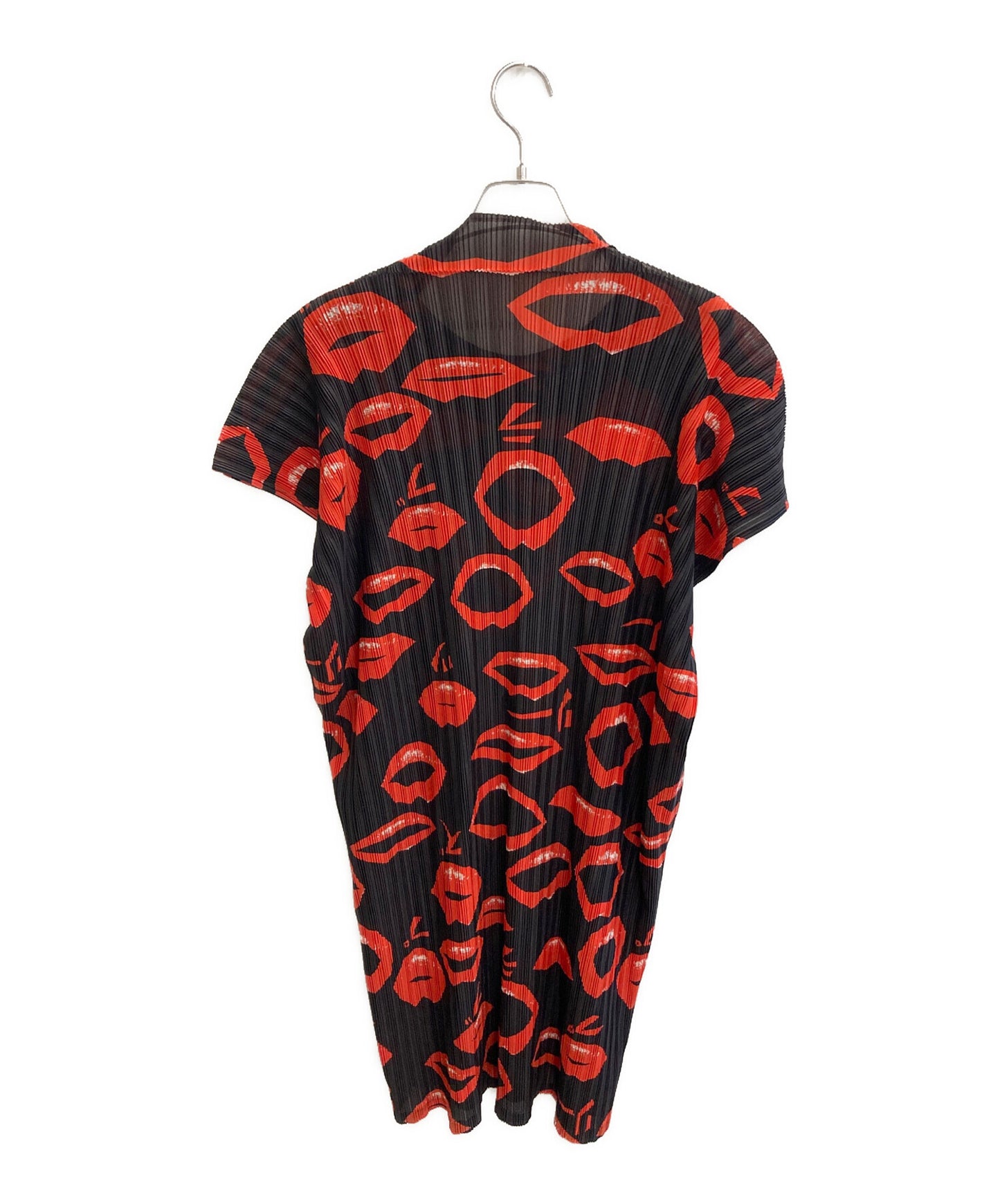 [Pre-owned] PLEATS PLEASE Lip print pleated dress PP53-FH373