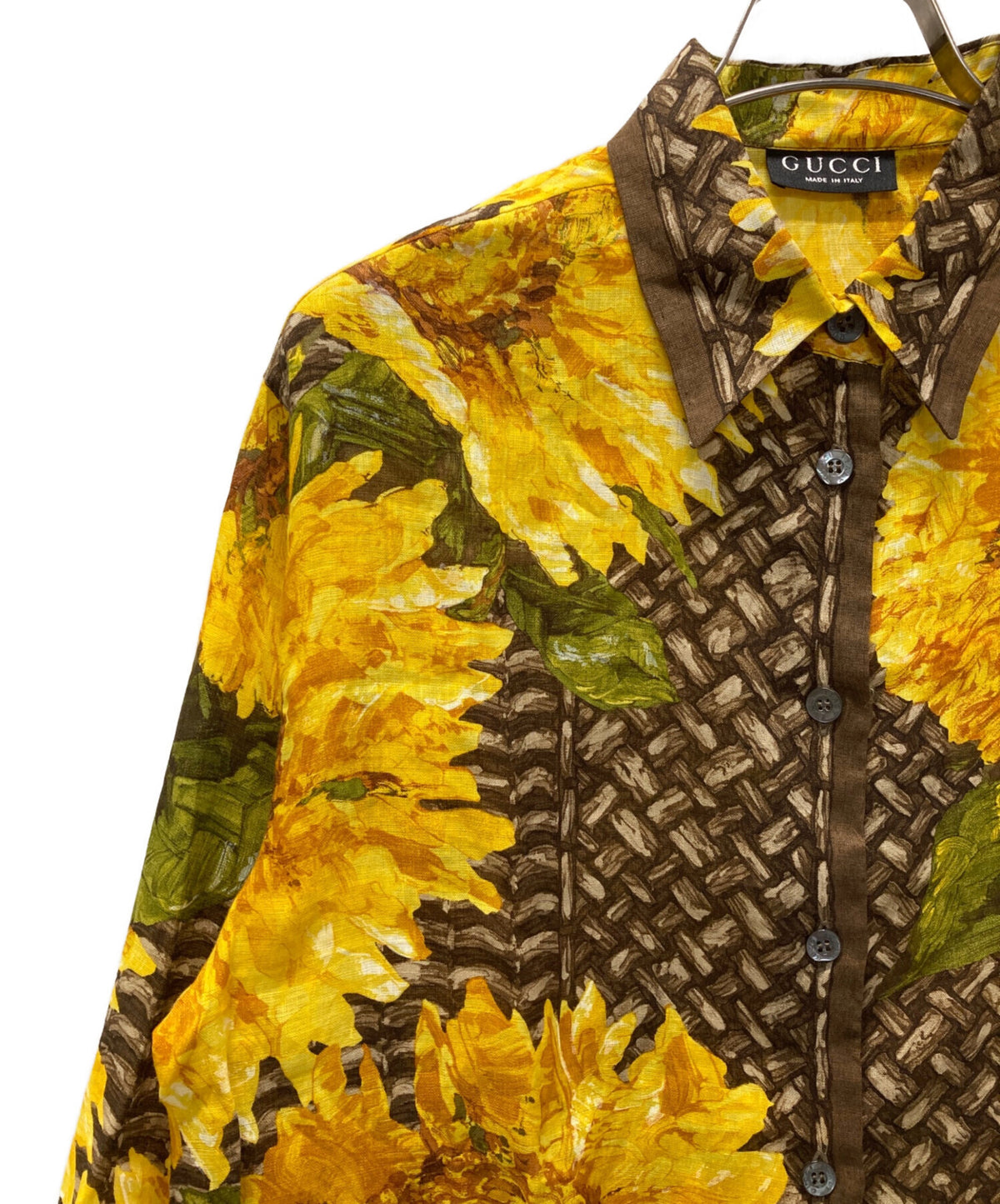 [Pre-owned] GUCCI '90s Sunflower-Print Linen Shirt