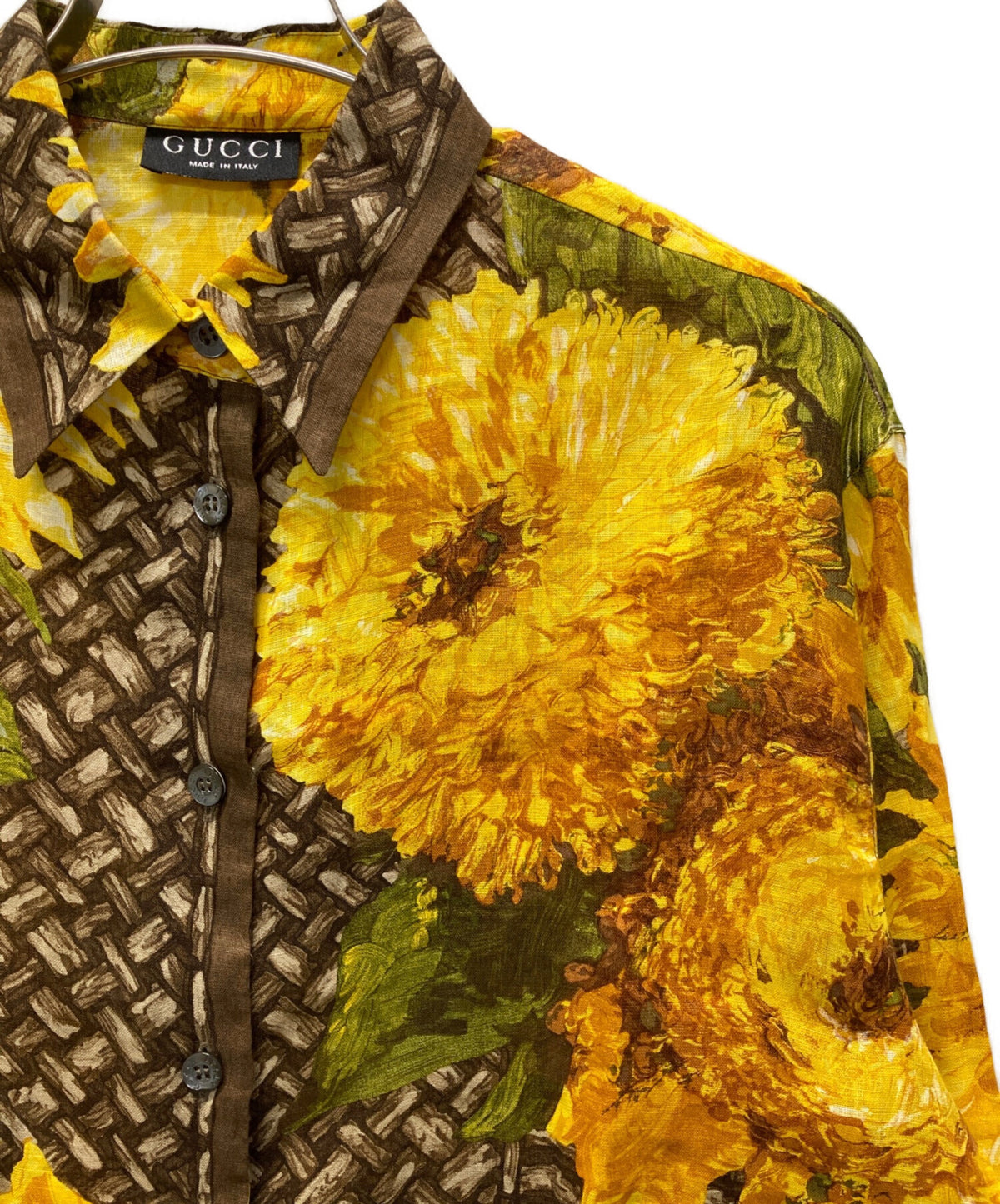 [Pre-owned] GUCCI '90s Sunflower-Print Linen Shirt
