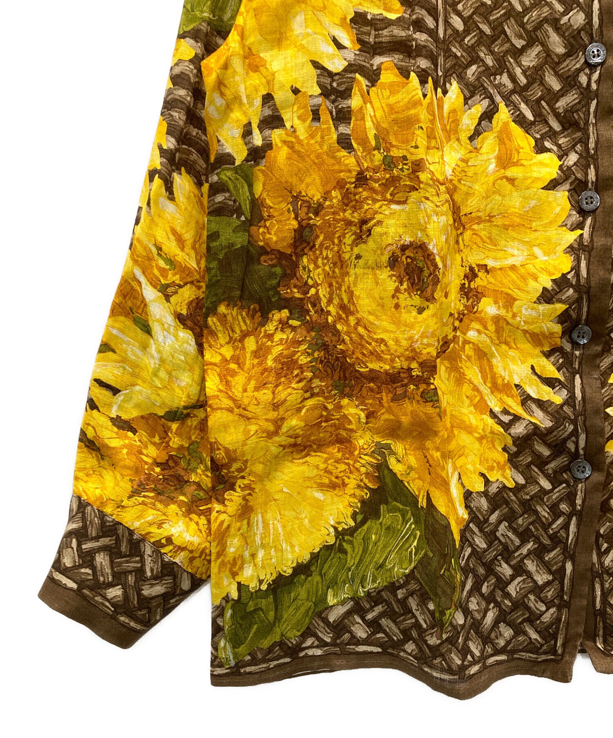 [Pre-owned] GUCCI '90s Sunflower-Print Linen Shirt