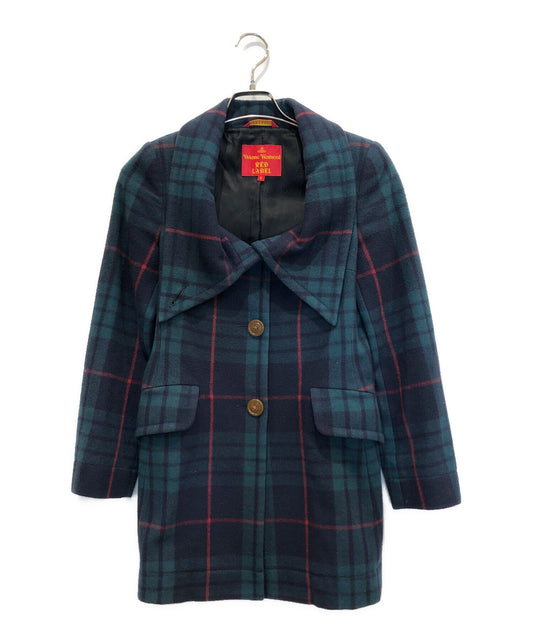 [Pre-owned] Vivienne Westwood RED LABEL Checked wool coat / witch coat / big collar 357-01-67011