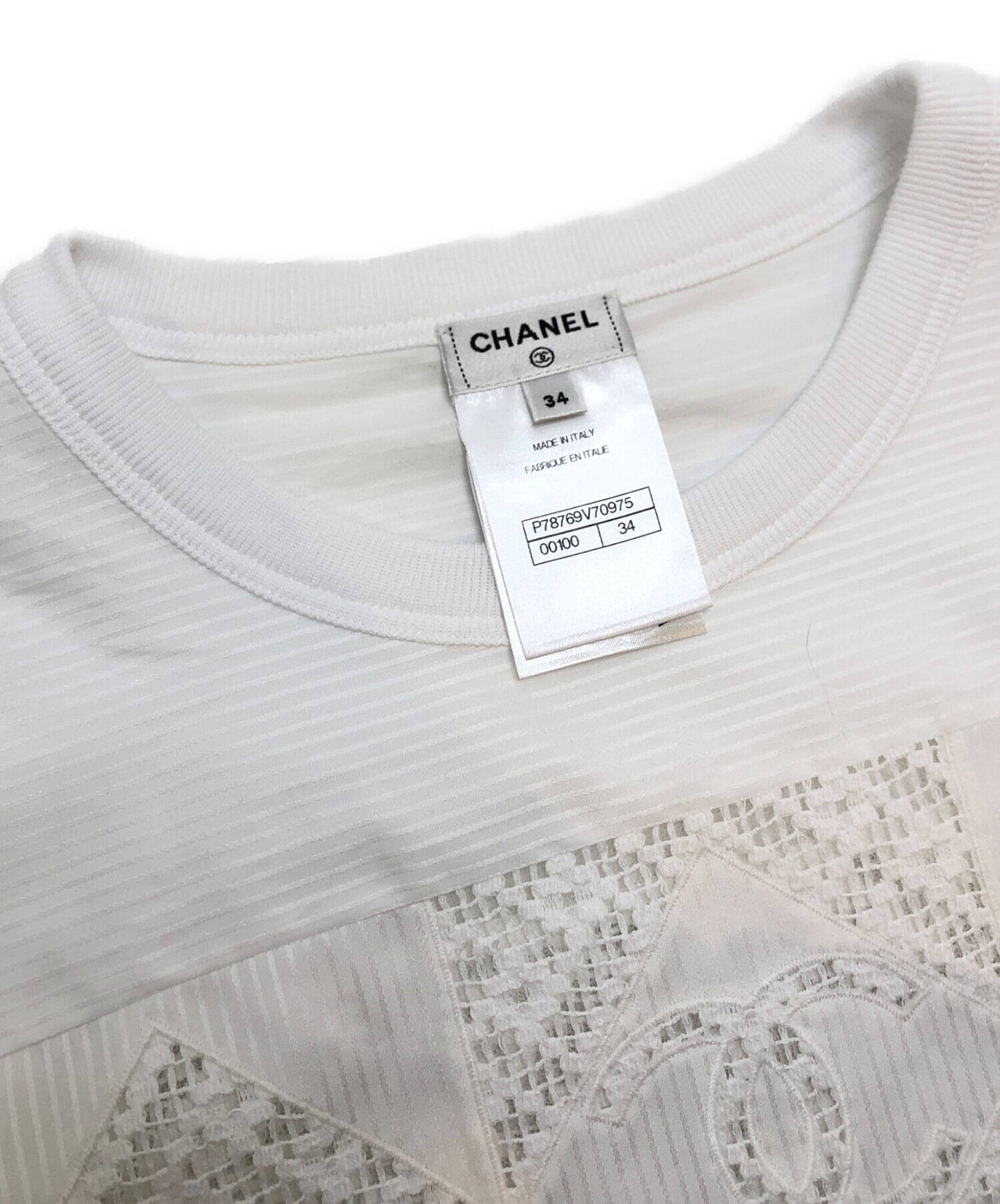 [Pre-owned] CHANEL Embroidery Cotton Poplin T-Shirt P78769V7097500100