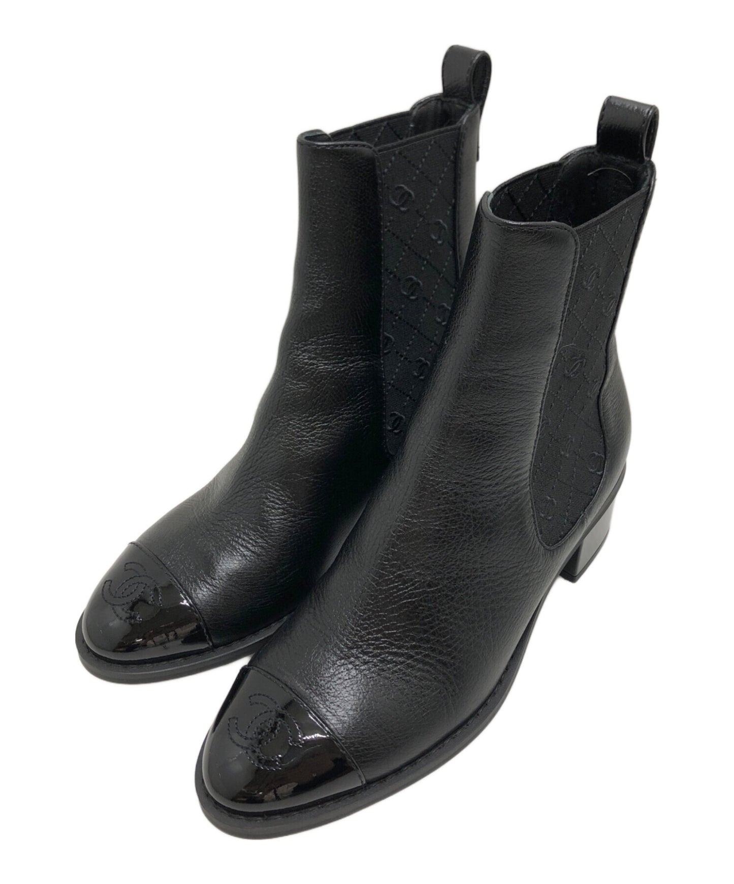 [Pre-owned] CHANEL Coco Mark Side Gore Short Boots G45937