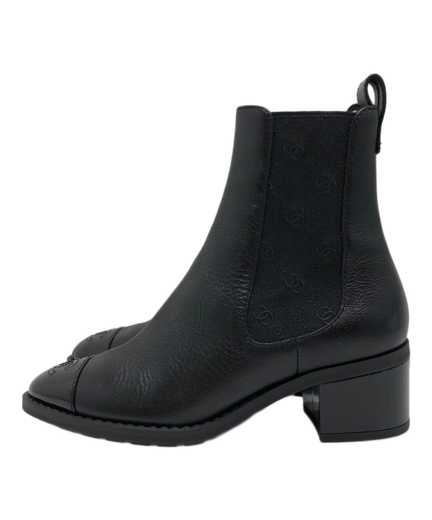 [Pre-owned] CHANEL Coco Mark Side Gore Short Boots G45937