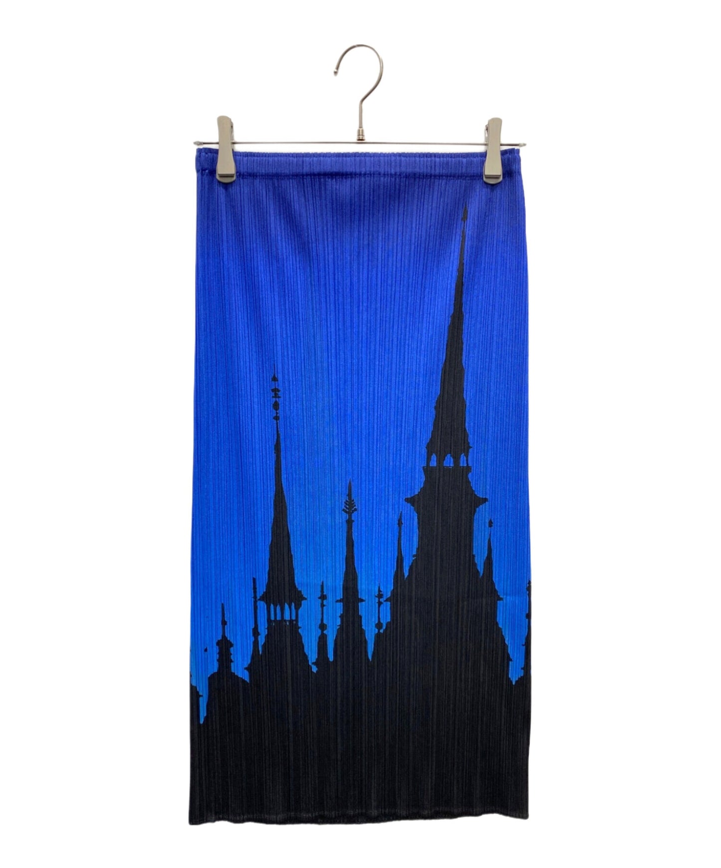 [Pre-owned] PLEATS PLEASE Tower Silhouette Print Pleated Skirt PP91-JG501
