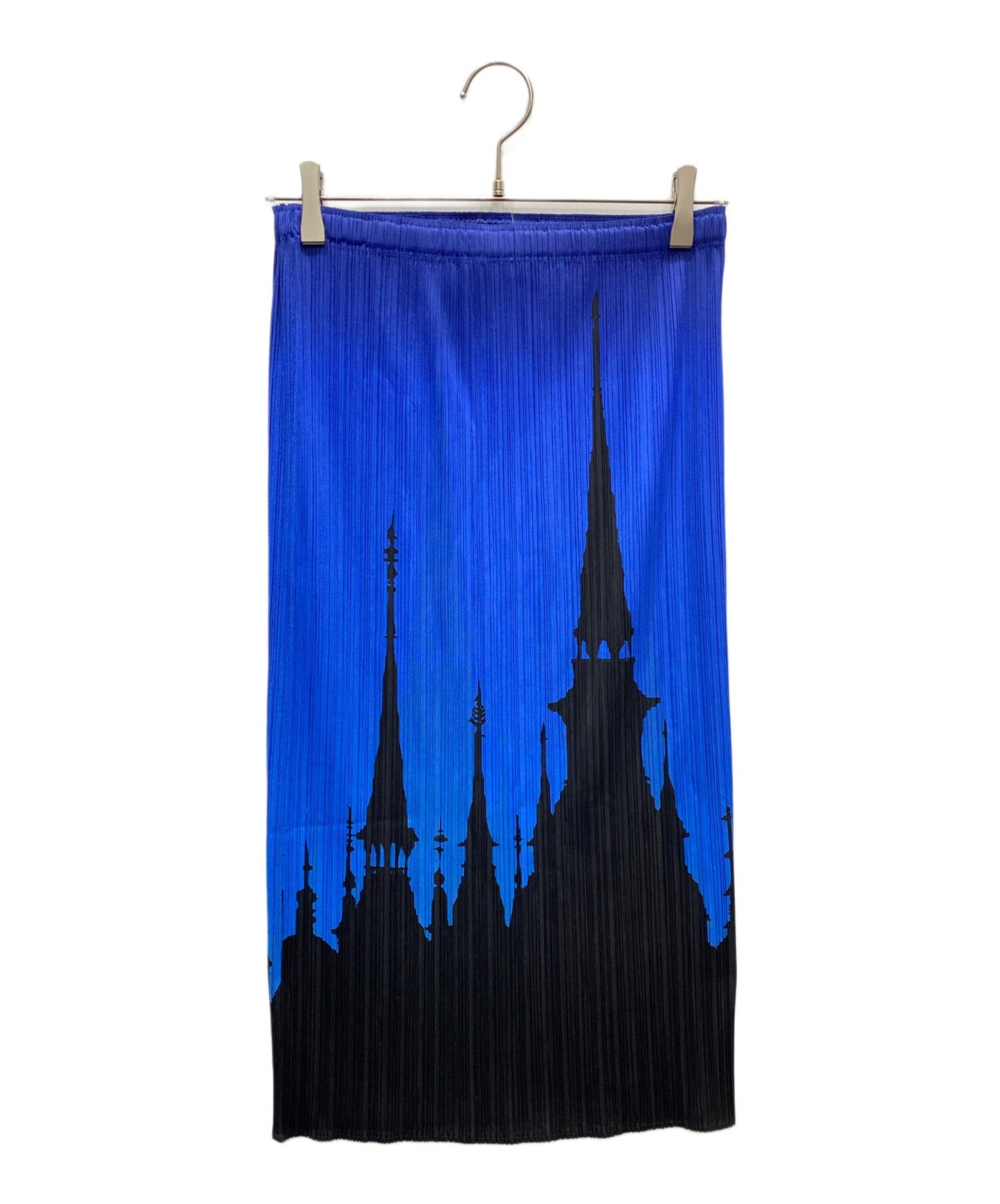 [Pre-owned] PLEATS PLEASE Tower Silhouette Print Pleated Skirt PP91-JG501
