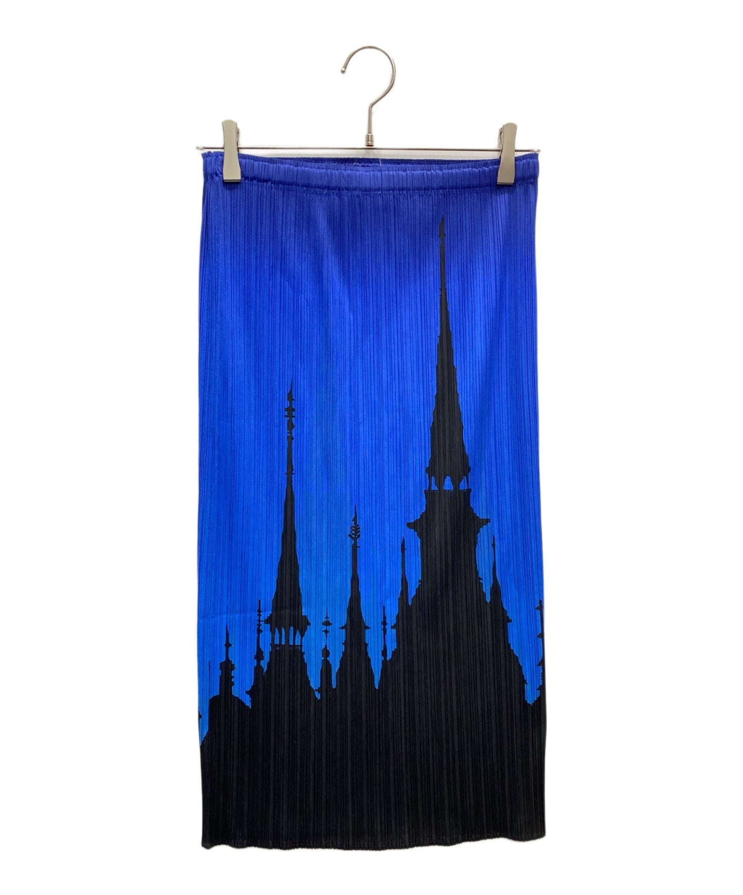 [Pre-owned] PLEATS PLEASE Tower Silhouette Print Pleated Skirt PP91-JG501