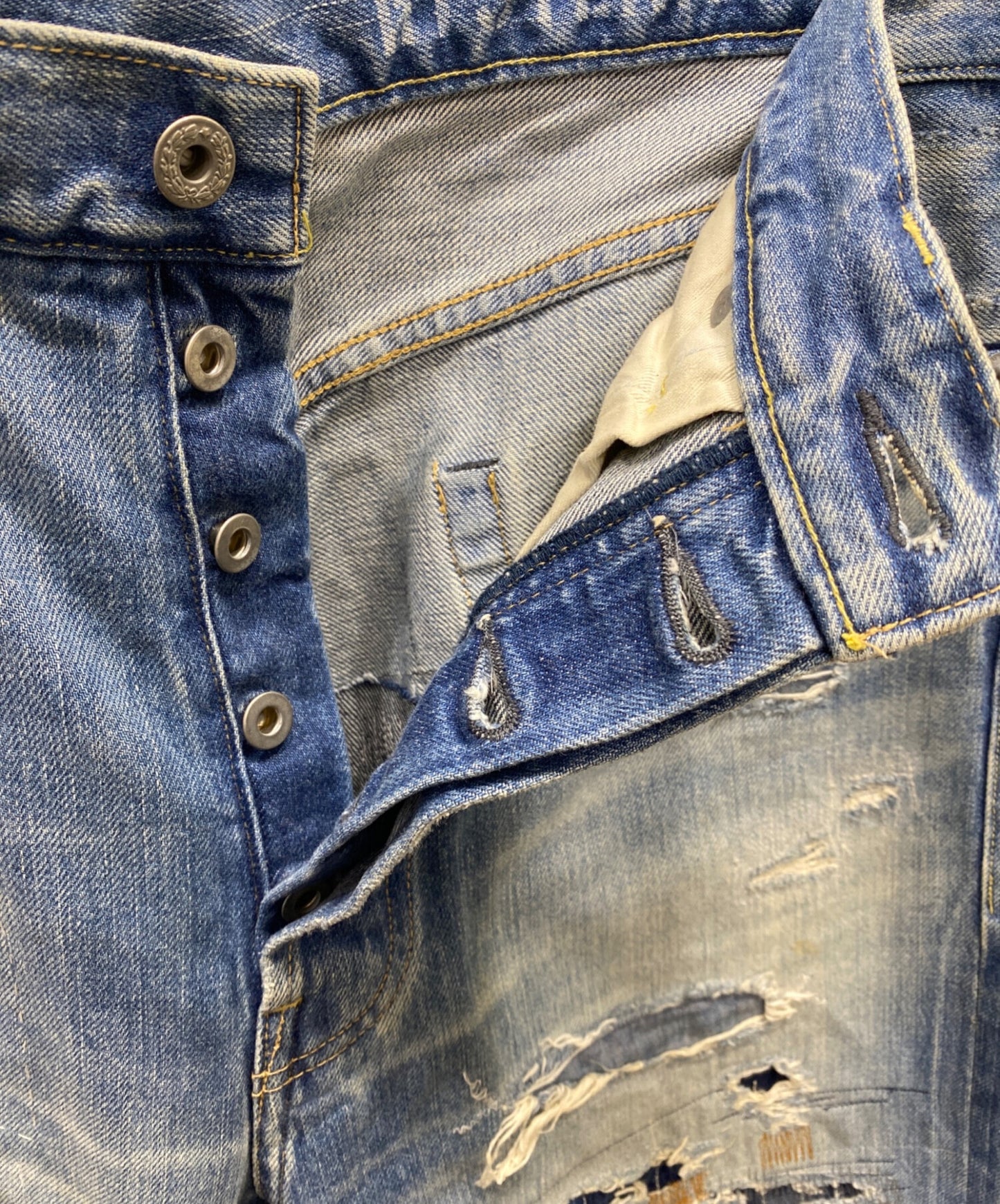 [Pre-owned] Hysteric Glamour Hard Remake Process Damaged Straight Denim Pants 02221AP06