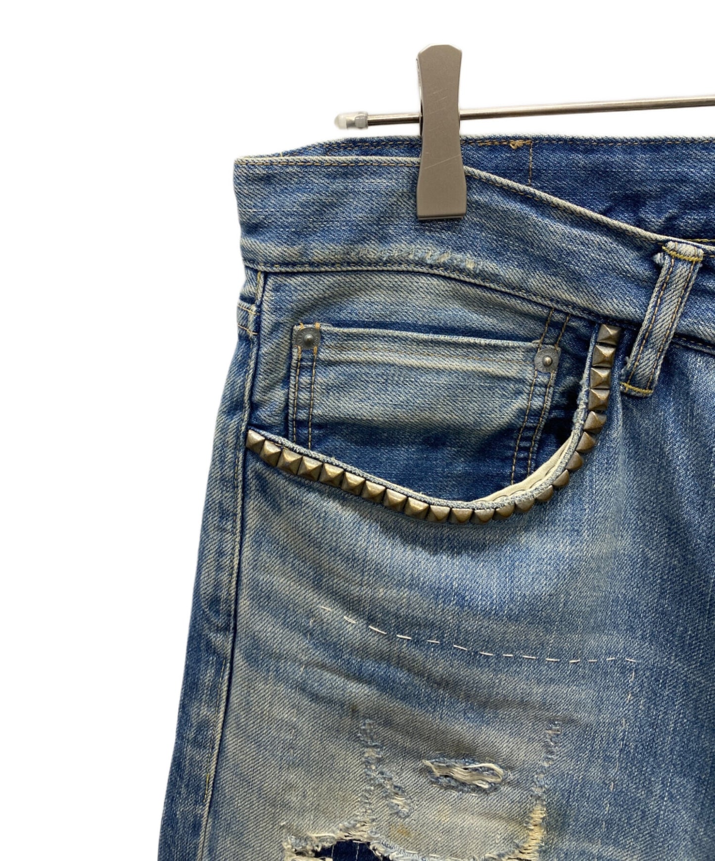 [Pre-owned] Hysteric Glamour Hard Remake Process Damaged Straight Denim Pants 02221AP06