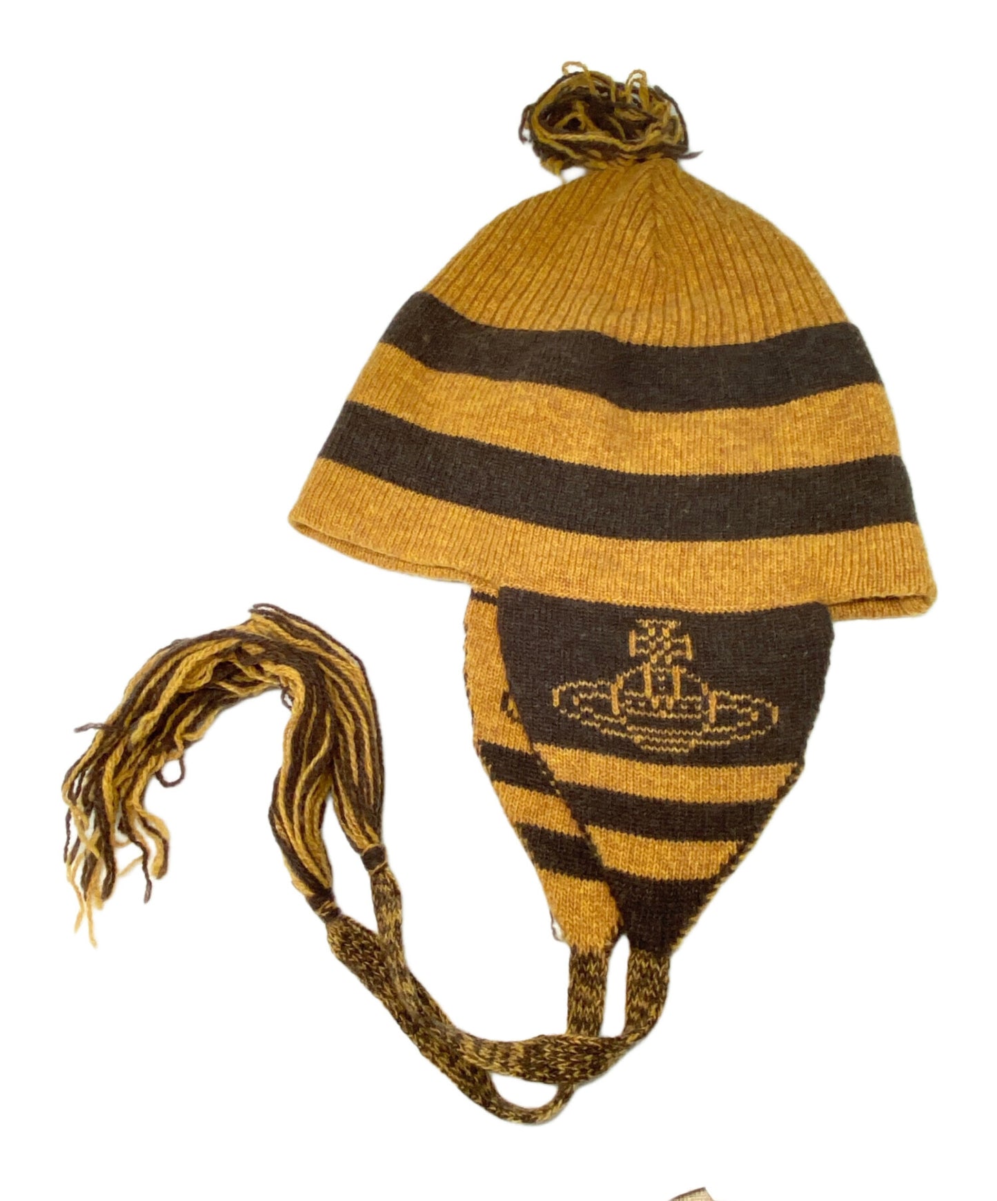 [Pre-owned] Vivienne Westwood Striped knit hat with earpieces