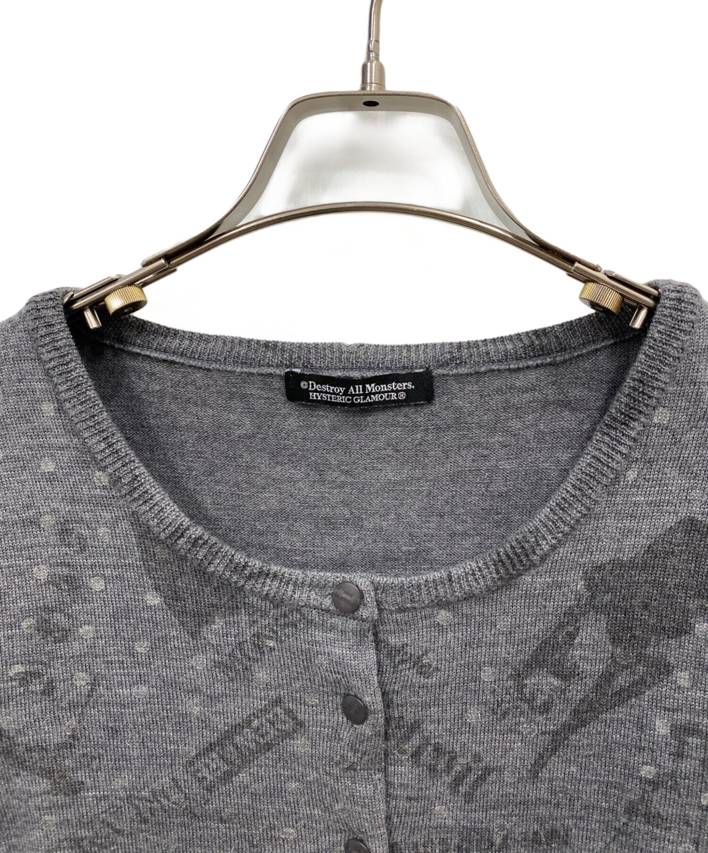 [Pre-owned] Hysteric Glamour Crew-neck cardigan with all-over pattern 0124ND05