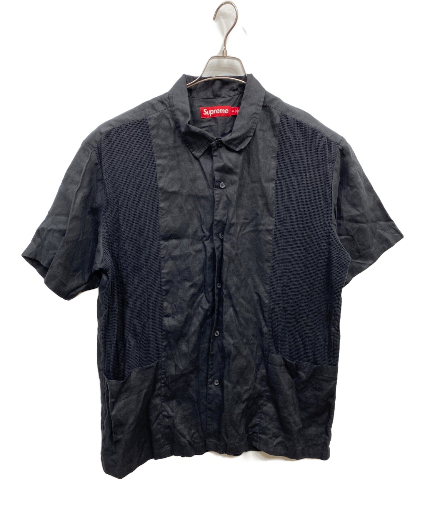 [Pre-owned] SUPREME Mesh Panel Linen S/S shirt