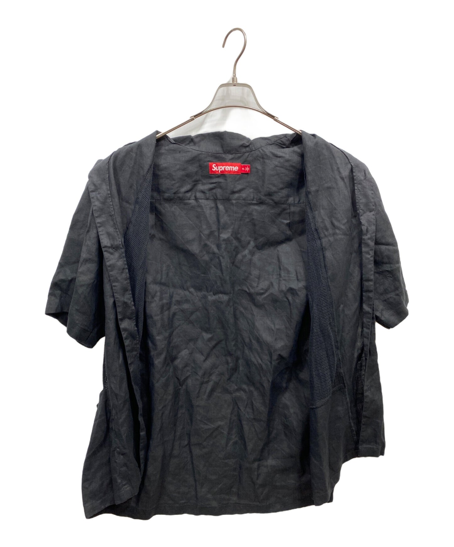 [Pre-owned] SUPREME Mesh Panel Linen S/S shirt