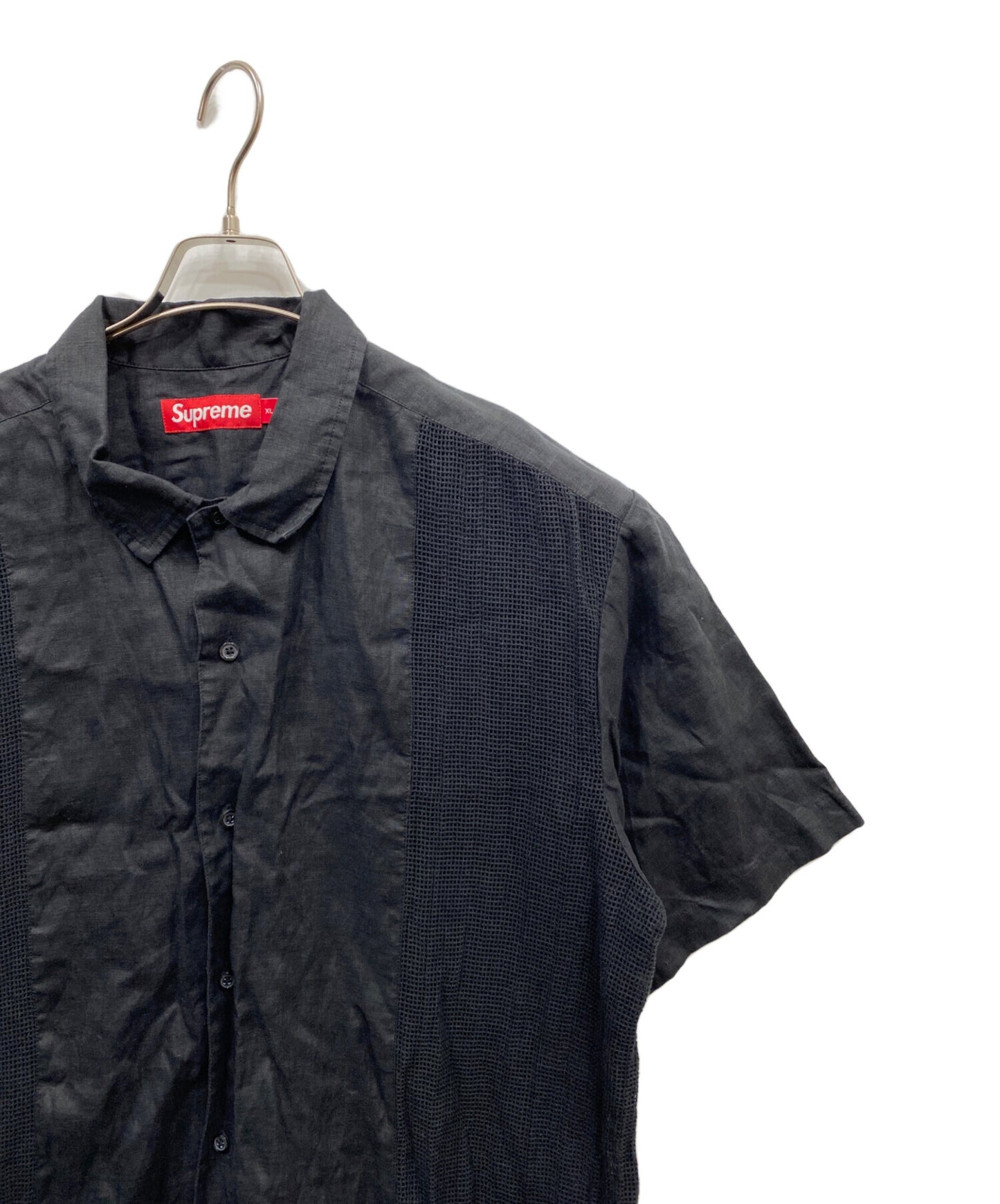 [Pre-owned] SUPREME Mesh Panel Linen S/S shirt