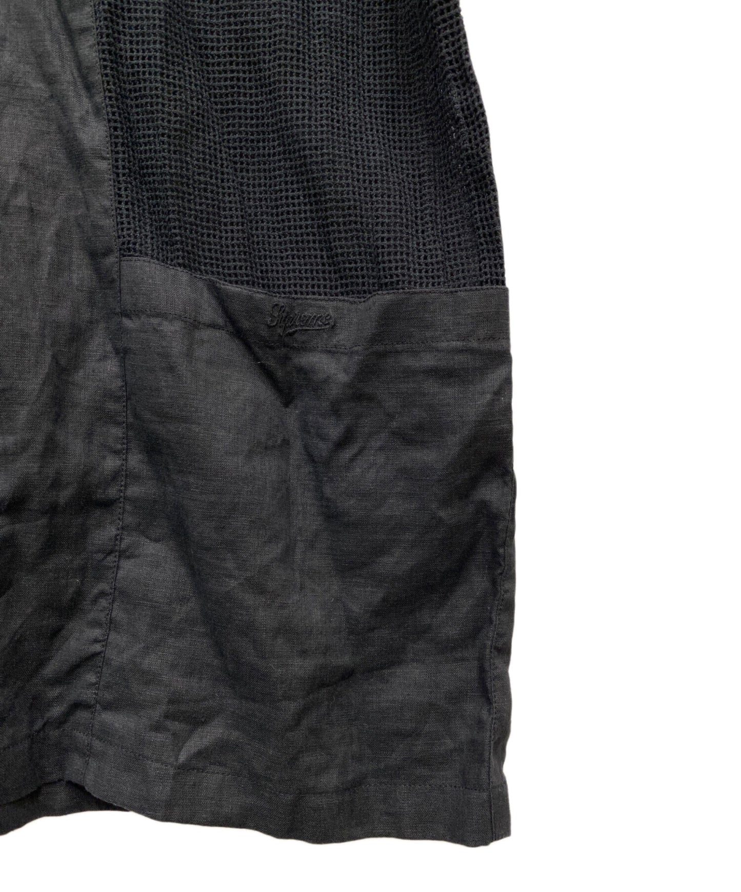[Pre-owned] SUPREME Mesh Panel Linen S/S shirt