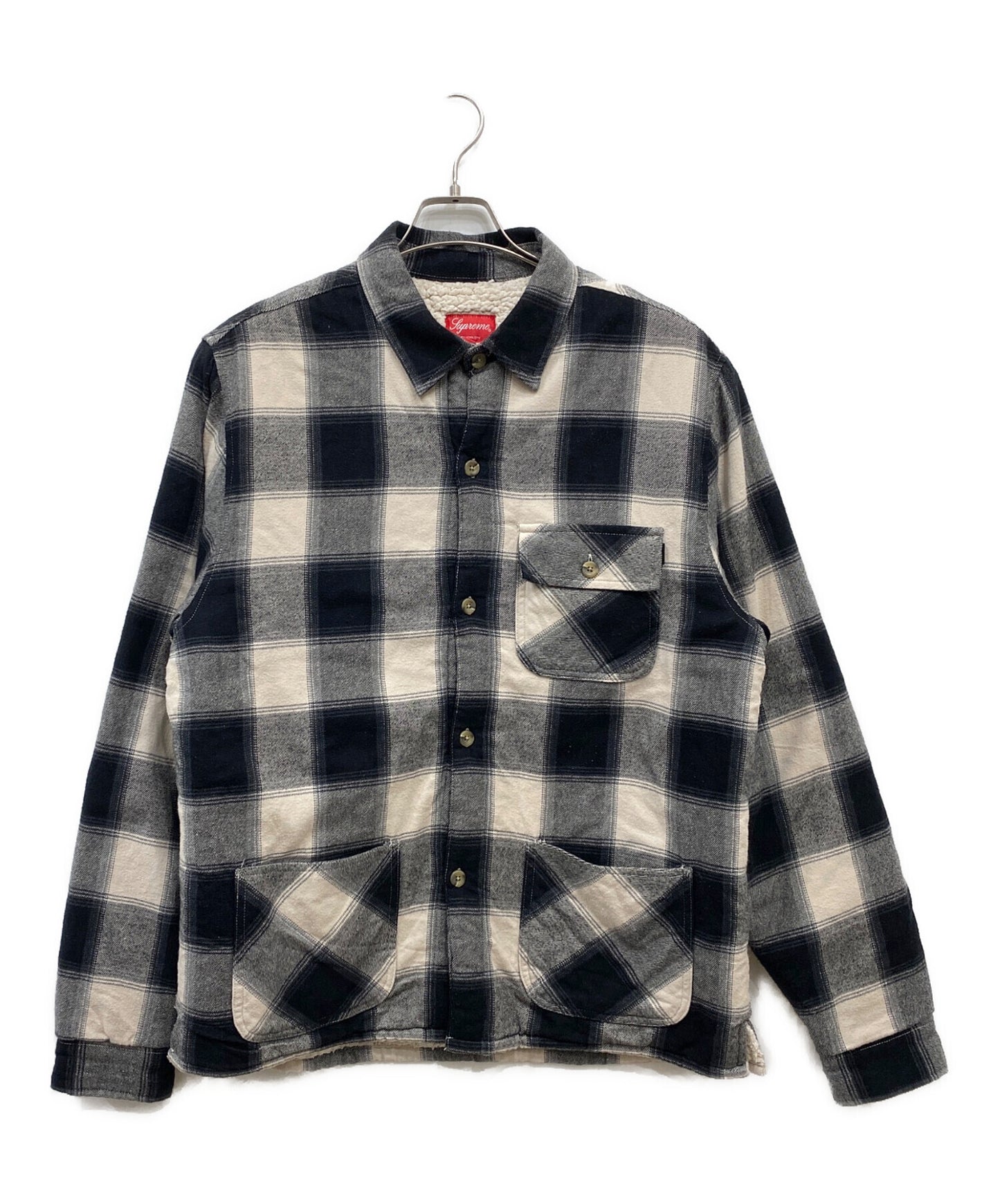 [Pre-owned] SUPREME 17AW  Buffalo Plaid Sherpa-Lined Chore Shirt