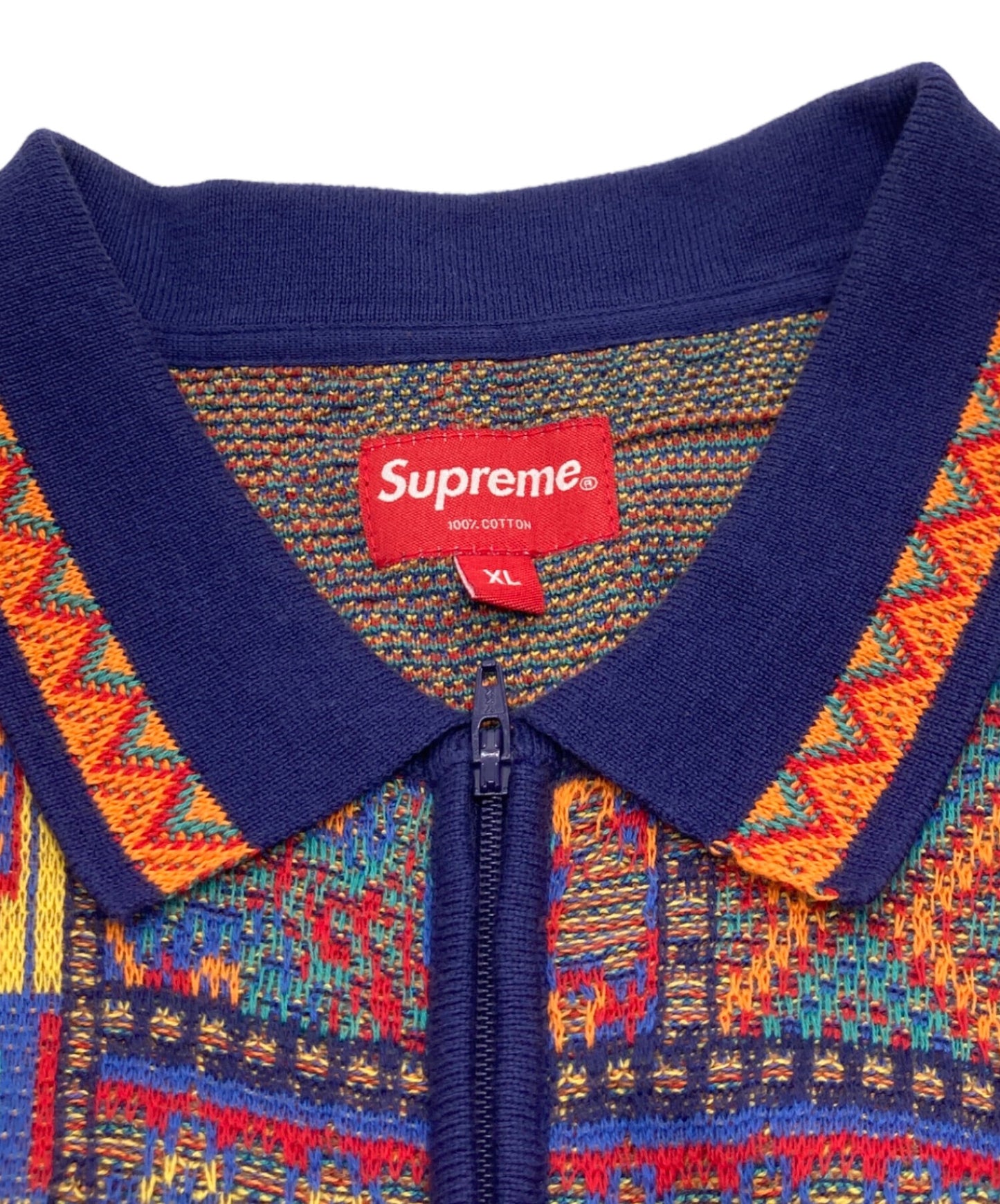 [Pre-owned] SUPREME Patchwork Knit Zip Up Polo Patchwork Zip Up Knit Polo Shirt