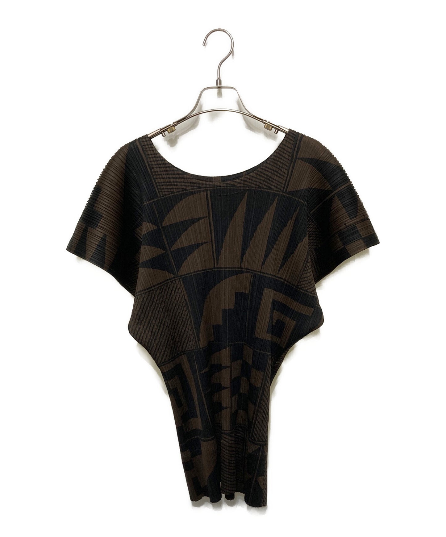 [Pre-owned] PLEATS PLEASE Sleeveless pleated blouse with all-over pattern PP21-JT636