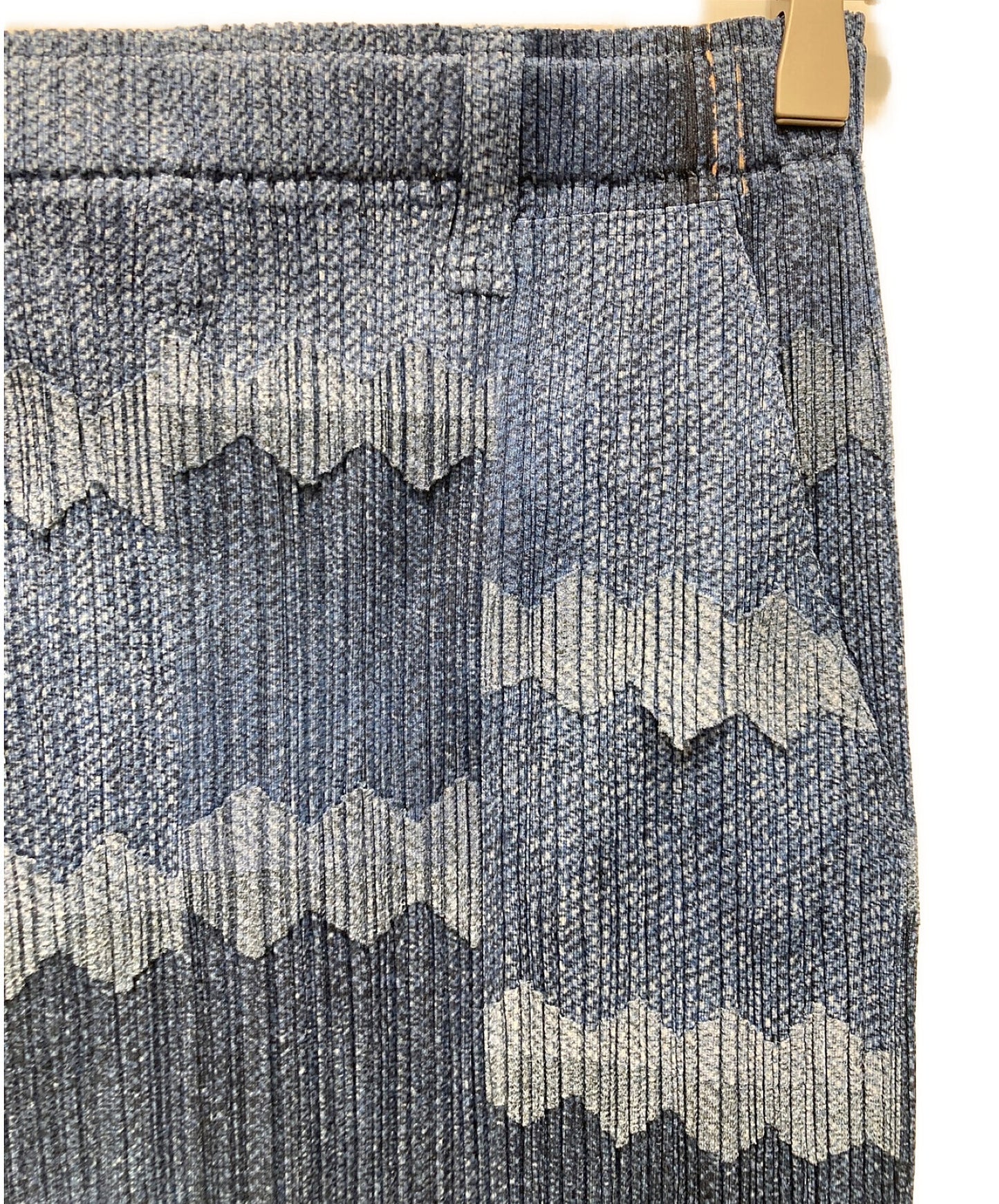 [Pre-owned] PLEATS PLEASE Denim Transfer Zigzag Pattern Tight Skirt PP12-JG527