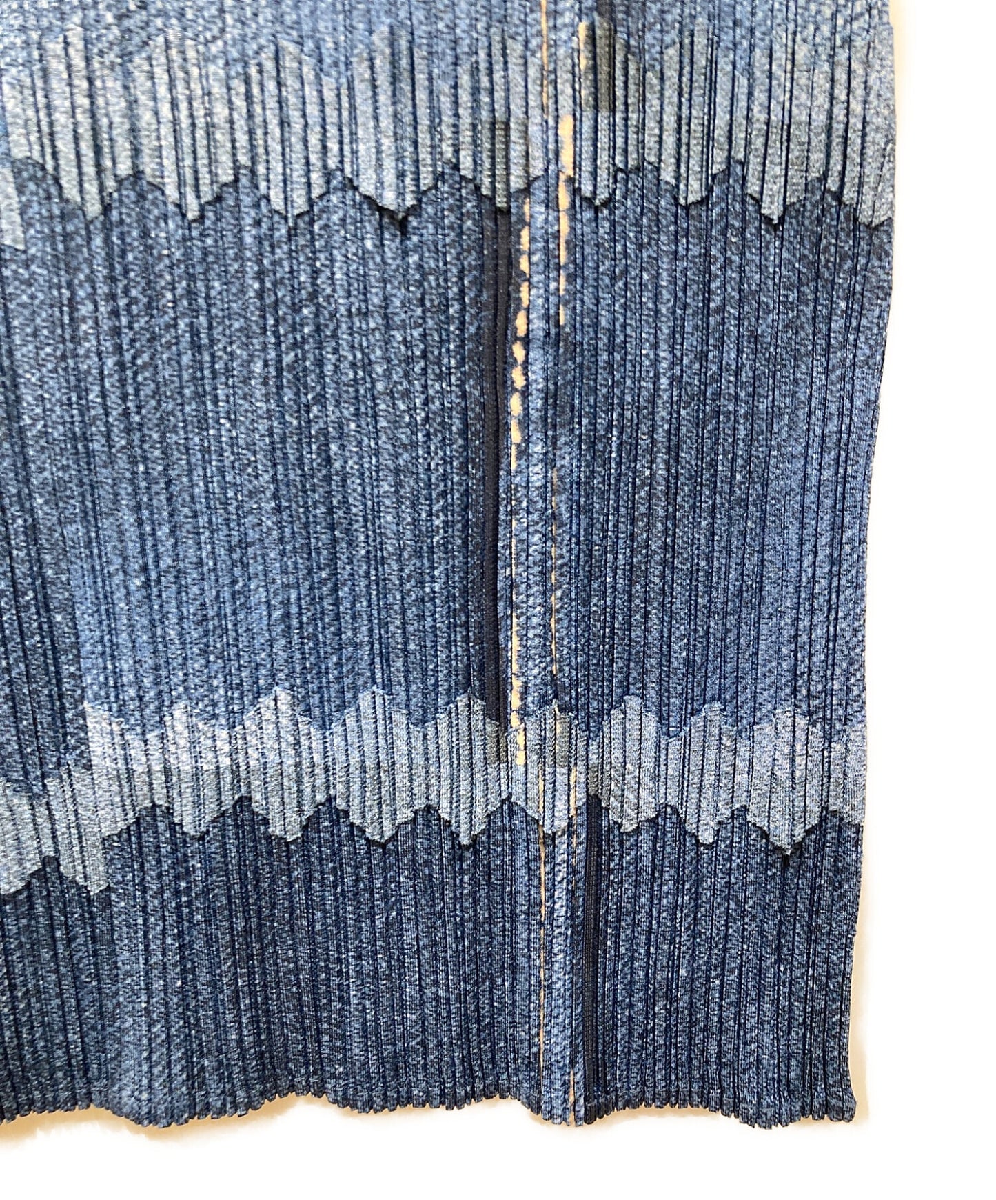 [Pre-owned] PLEATS PLEASE Denim Transfer Zigzag Pattern Tight Skirt PP12-JG527