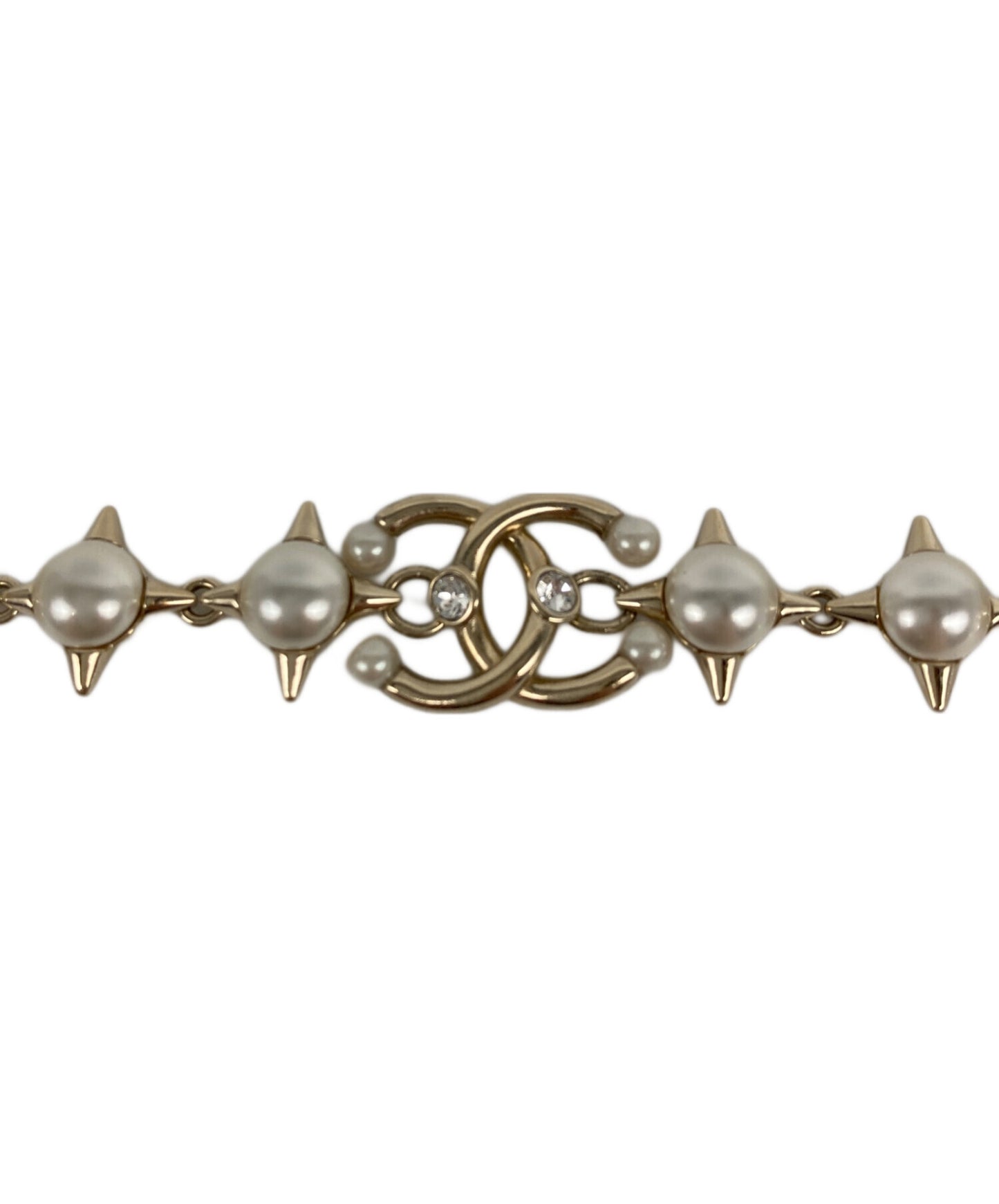 [Pre-owned] CHANEL Coco Mark Metal Strass Costume Pearl Bracelet