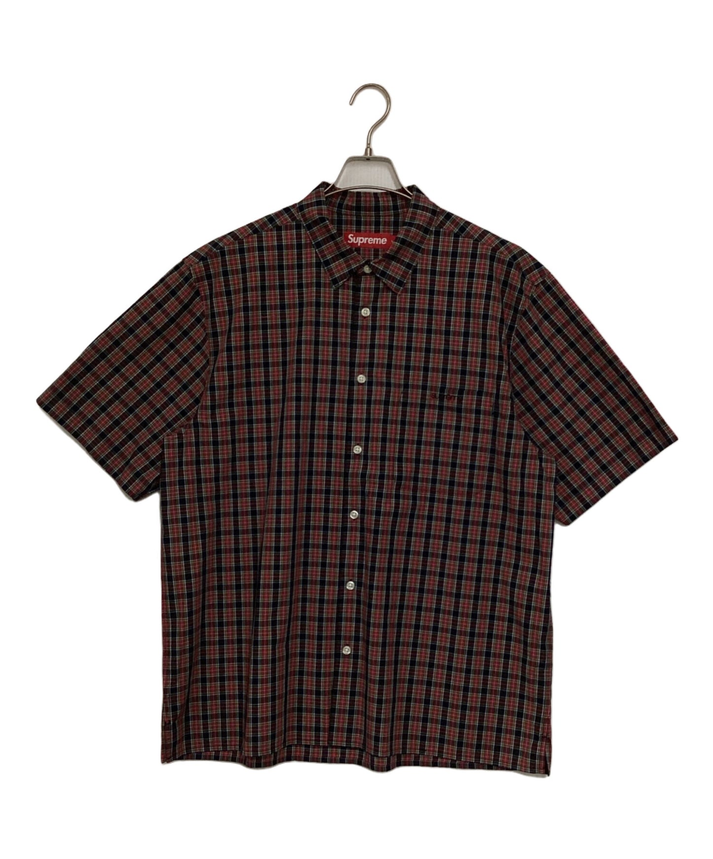 [Pre-owned] SUPREME Loose Fit Mini Plaid S/S Shirt