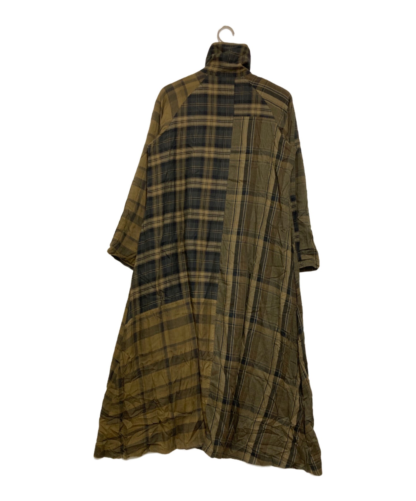 [Pre-owned] Y's TWILL CHECKED RAGLAN A LINE DRESS YX-D18-800