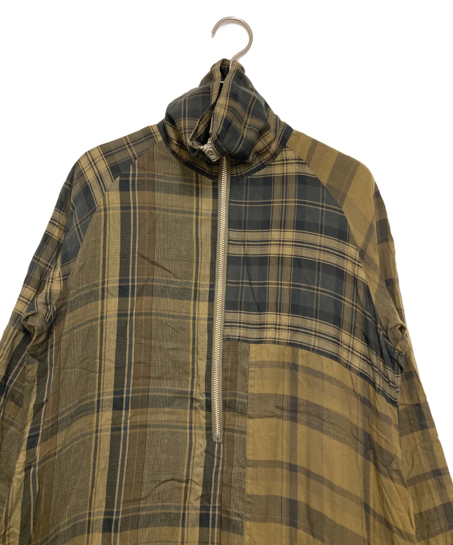 [Pre-owned] Y's TWILL CHECKED RAGLAN A LINE DRESS YX-D18-800