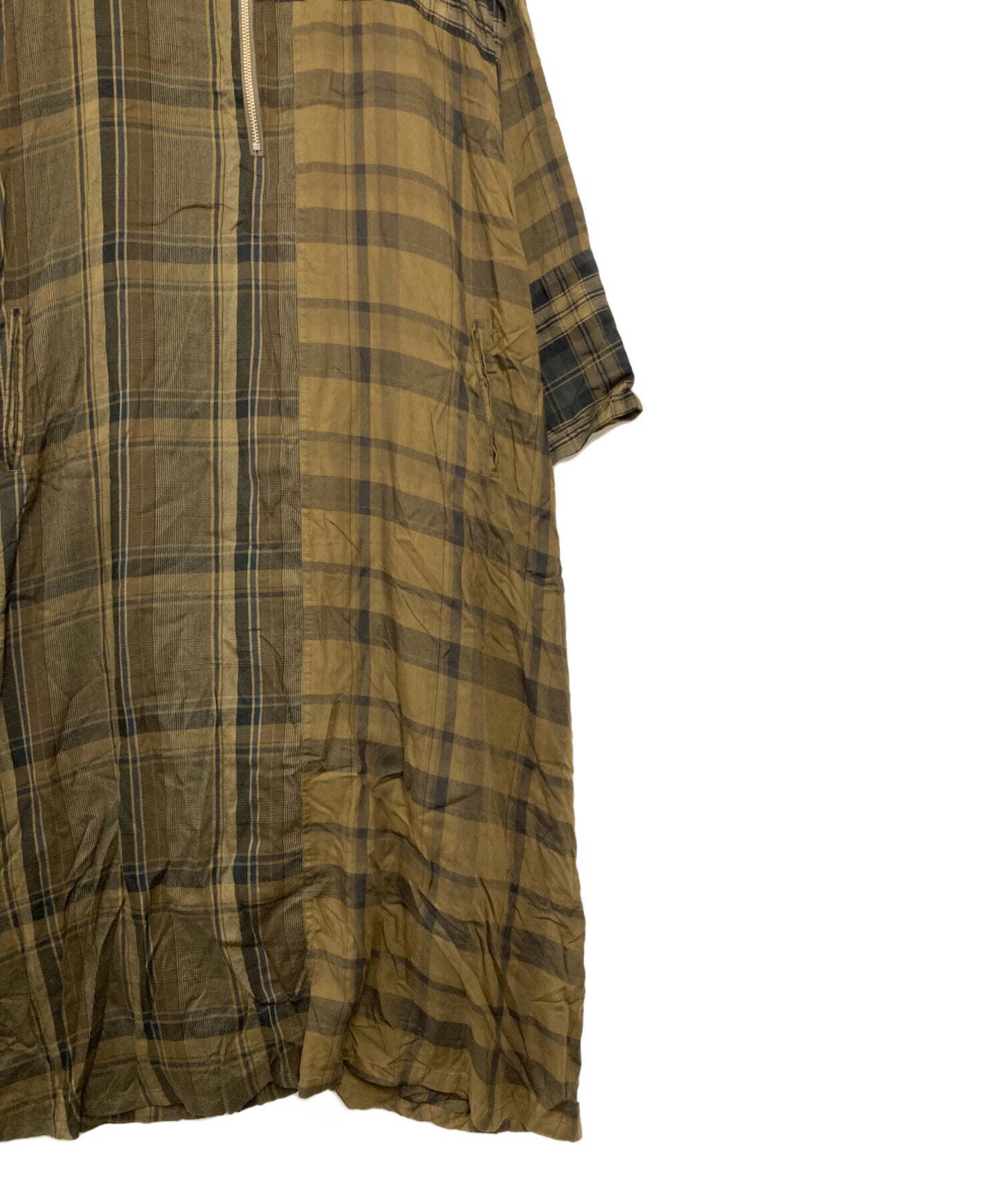 [Pre-owned] Y's TWILL CHECKED RAGLAN A LINE DRESS YX-D18-800