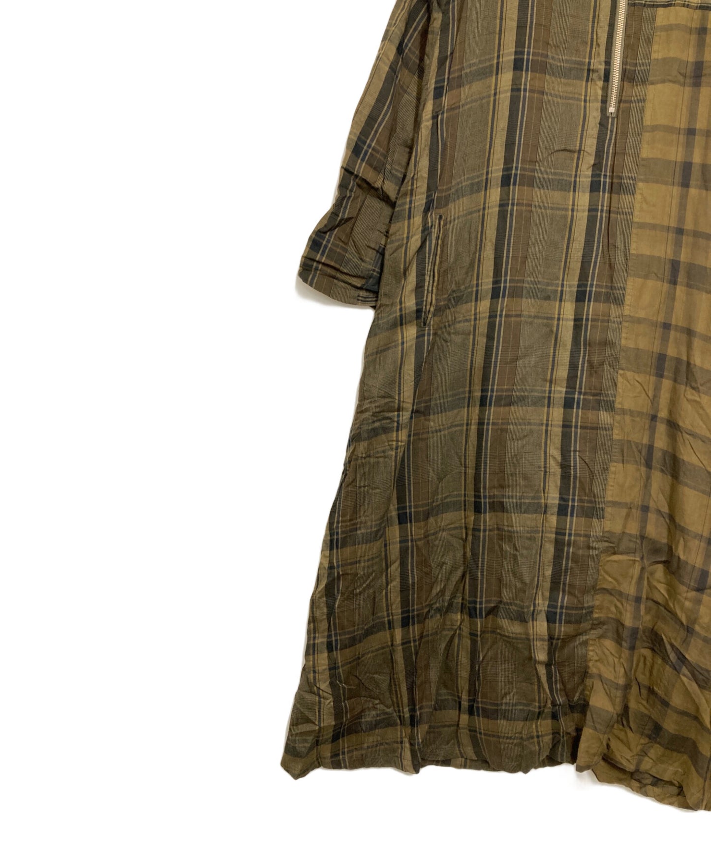[Pre-owned] Y's TWILL CHECKED RAGLAN A LINE DRESS YX-D18-800