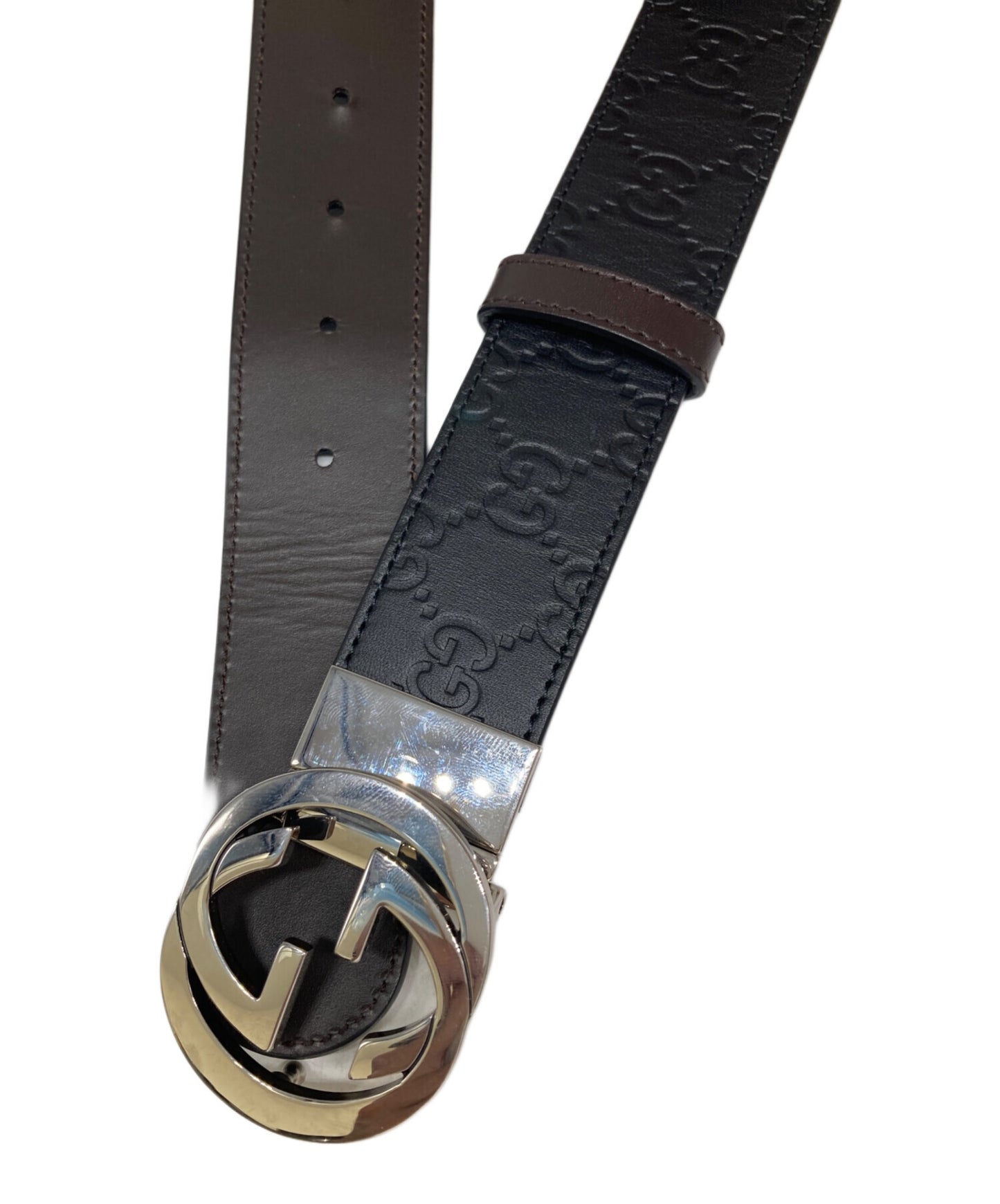[Pre-owned] GUCCI GG Signature Reversible Leather Belt 473030