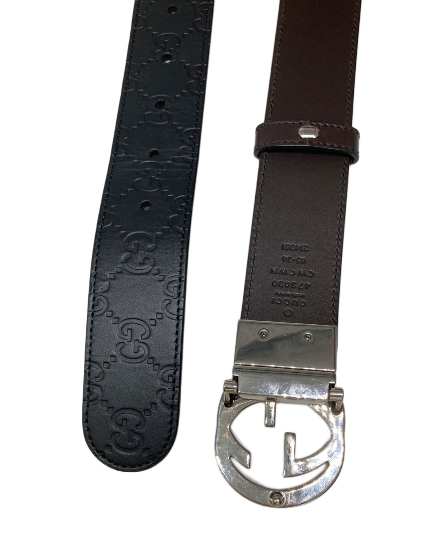 [Pre-owned] GUCCI GG Signature Reversible Leather Belt 473030
