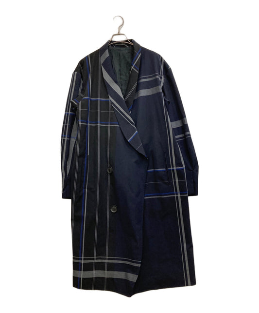[Pre-owned] Y's W/GABARDINE CHECK SHAWL COLLAR COAT YX-C06-103