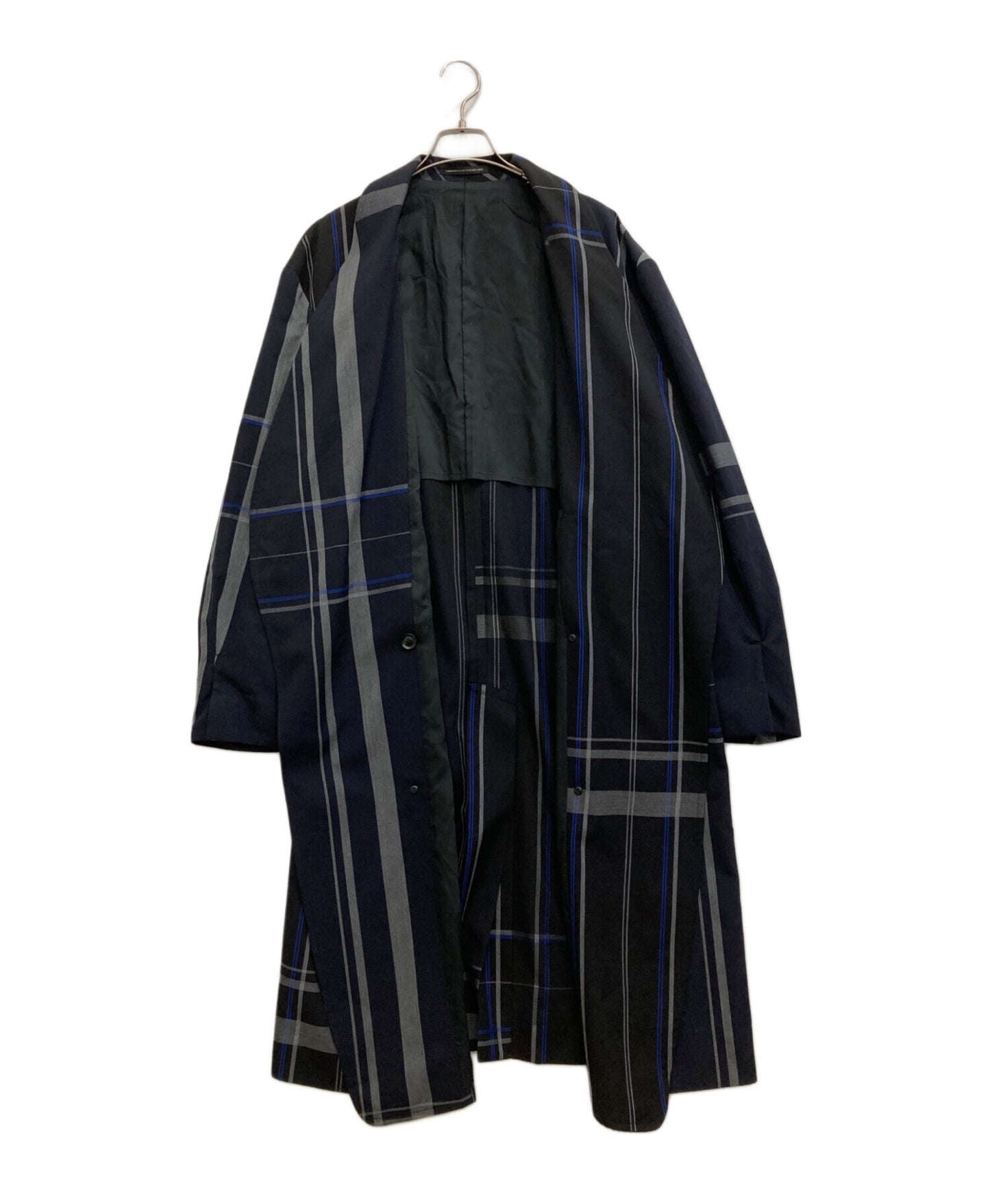 [Pre-owned] Y's W/GABARDINE CHECK SHAWL COLLAR COAT YX-C06-103